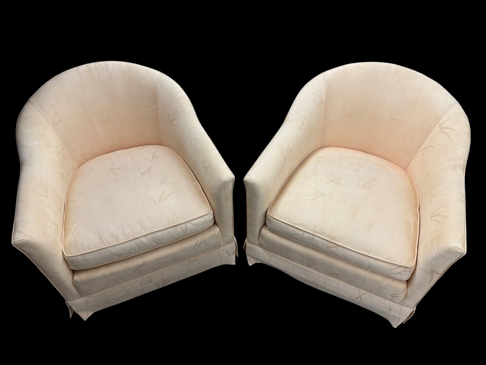 1950s Baker Furniture Co. Barrel Chairs on Caster Wheels - A Pair - 3