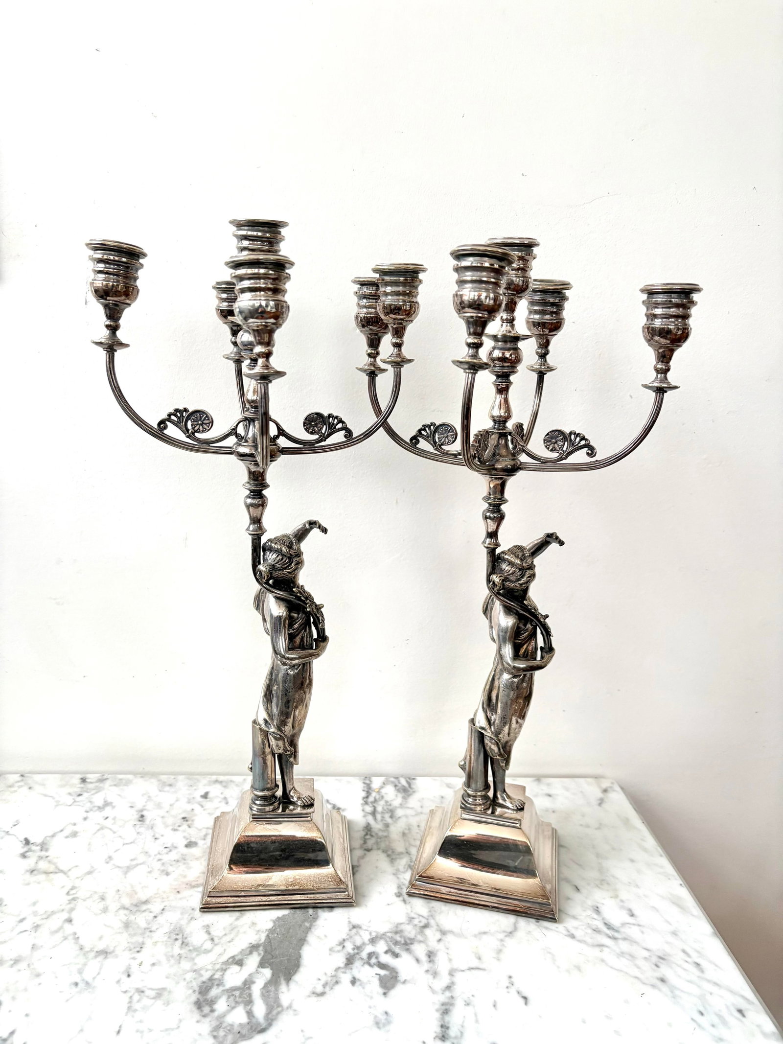 Late 19th Century Silverplate Candelabras - Pair - 3