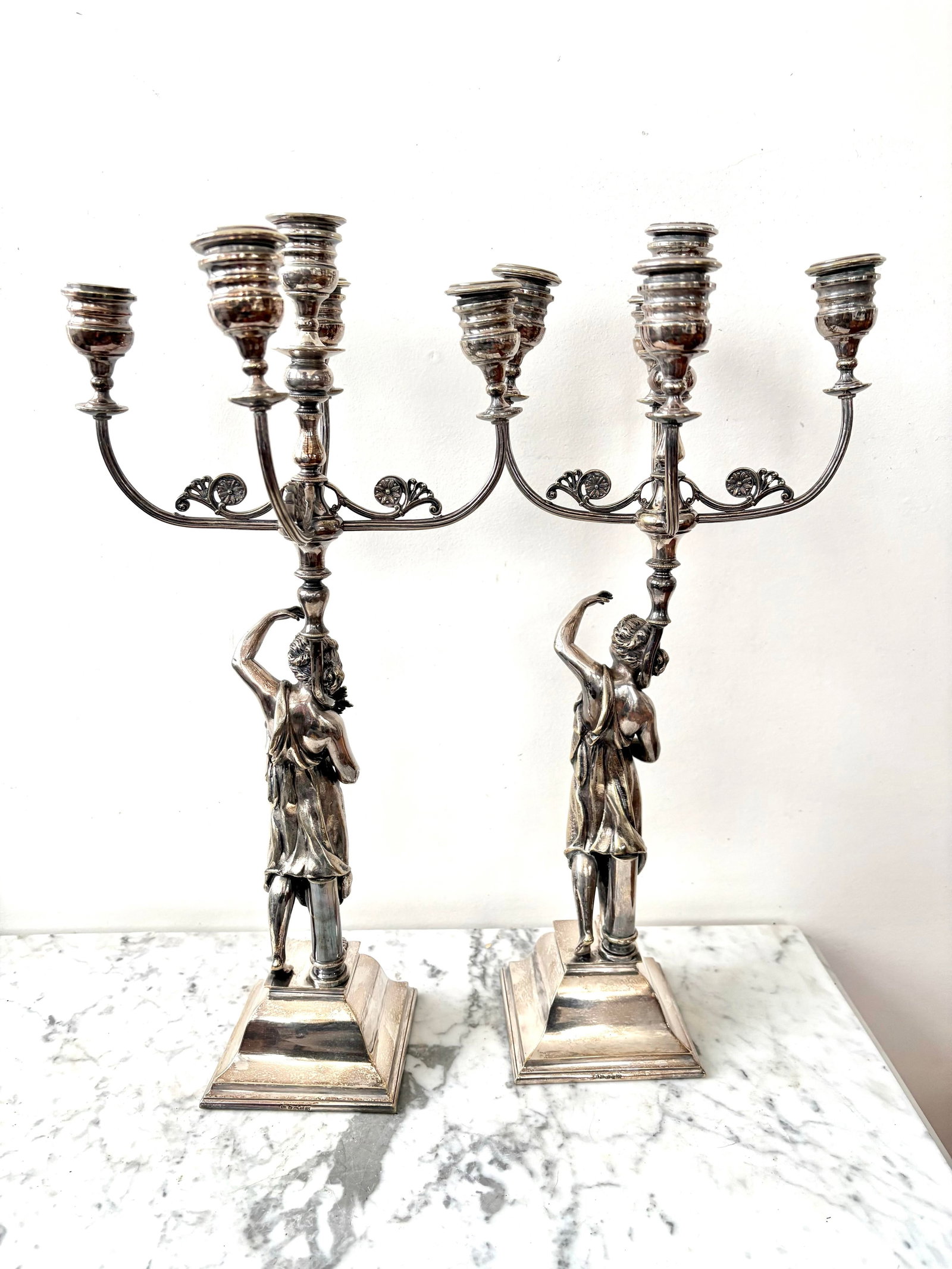 Late 19th Century Silverplate Candelabras - Pair - 4