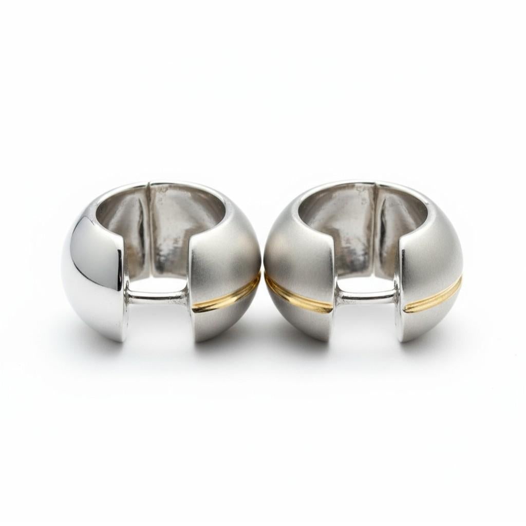 18kt White Gold Huggie Hoop Earrings With Diamonds 0.50 Inch Length, A Pair - 4
