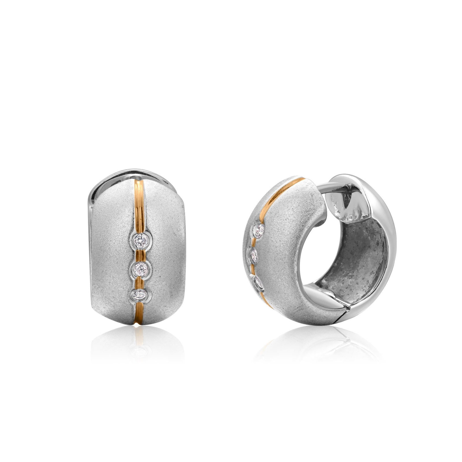 18kt White Gold Huggie Hoop Earrings With Diamonds 0.50 Inch Length, A Pair - 8