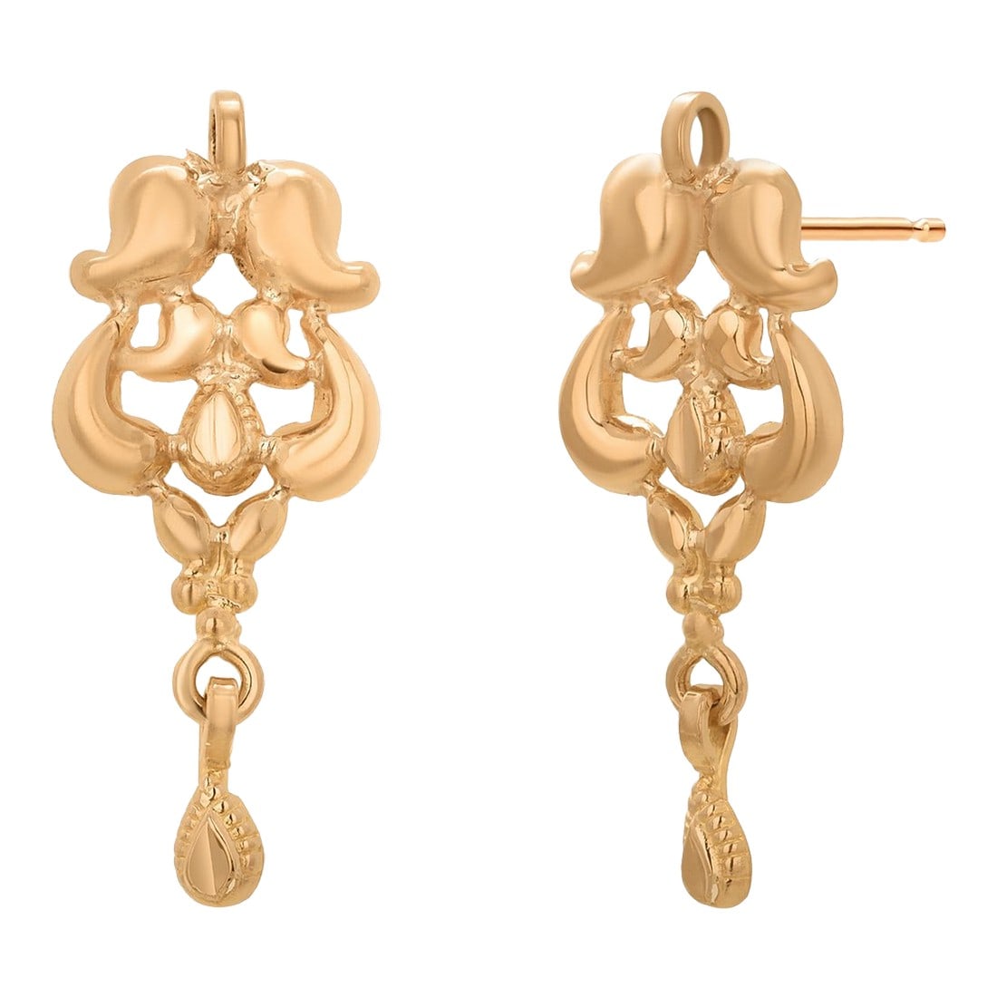 1980s Rare 19k Yellow Gold Vintage Floral Drop Earrings, A Pair: A captivating fusion of rarity, history, and timeless elegance, these Vintage 19k Yellow Gold Floral Earrings are a true collector's find. Measuring approximately 1Â¼ inches tall and