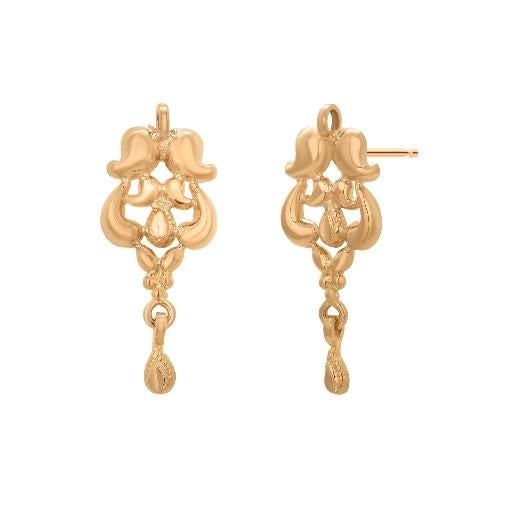 1980s Rare 19k Yellow Gold Vintage Floral Drop Earrings, A Pair - 9