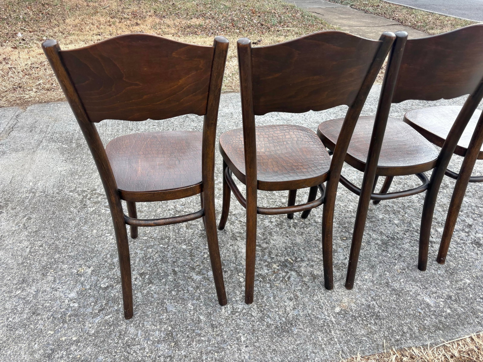 1920s Model 255 Thonet Bentwood Chairs "Crocodile" Pattern, Set of 4 - 11