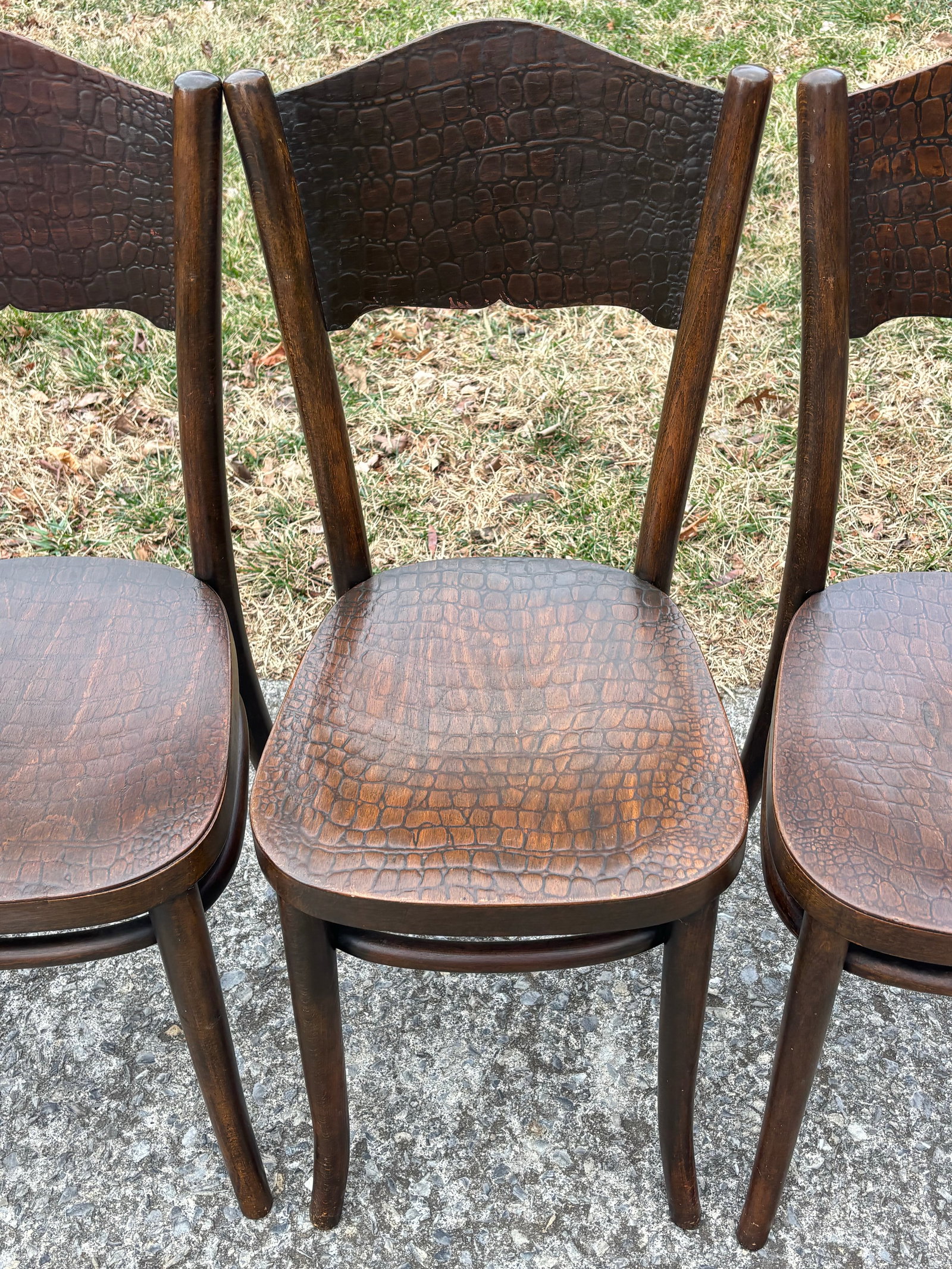 1920s Model 255 Thonet Bentwood Chairs "Crocodile" Pattern, Set of 4 - 7