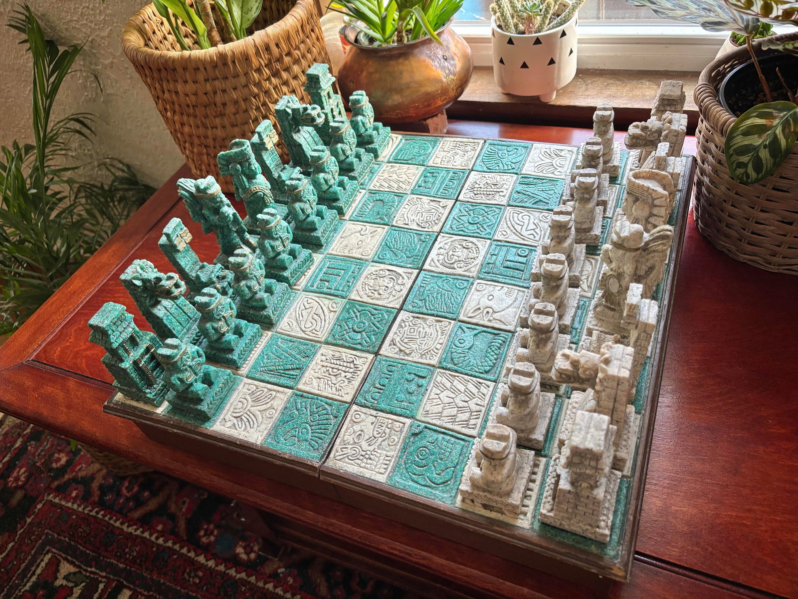 1960s Vintage Mayan Aztec Conqueror Chess Set - 33 Pieces - 2