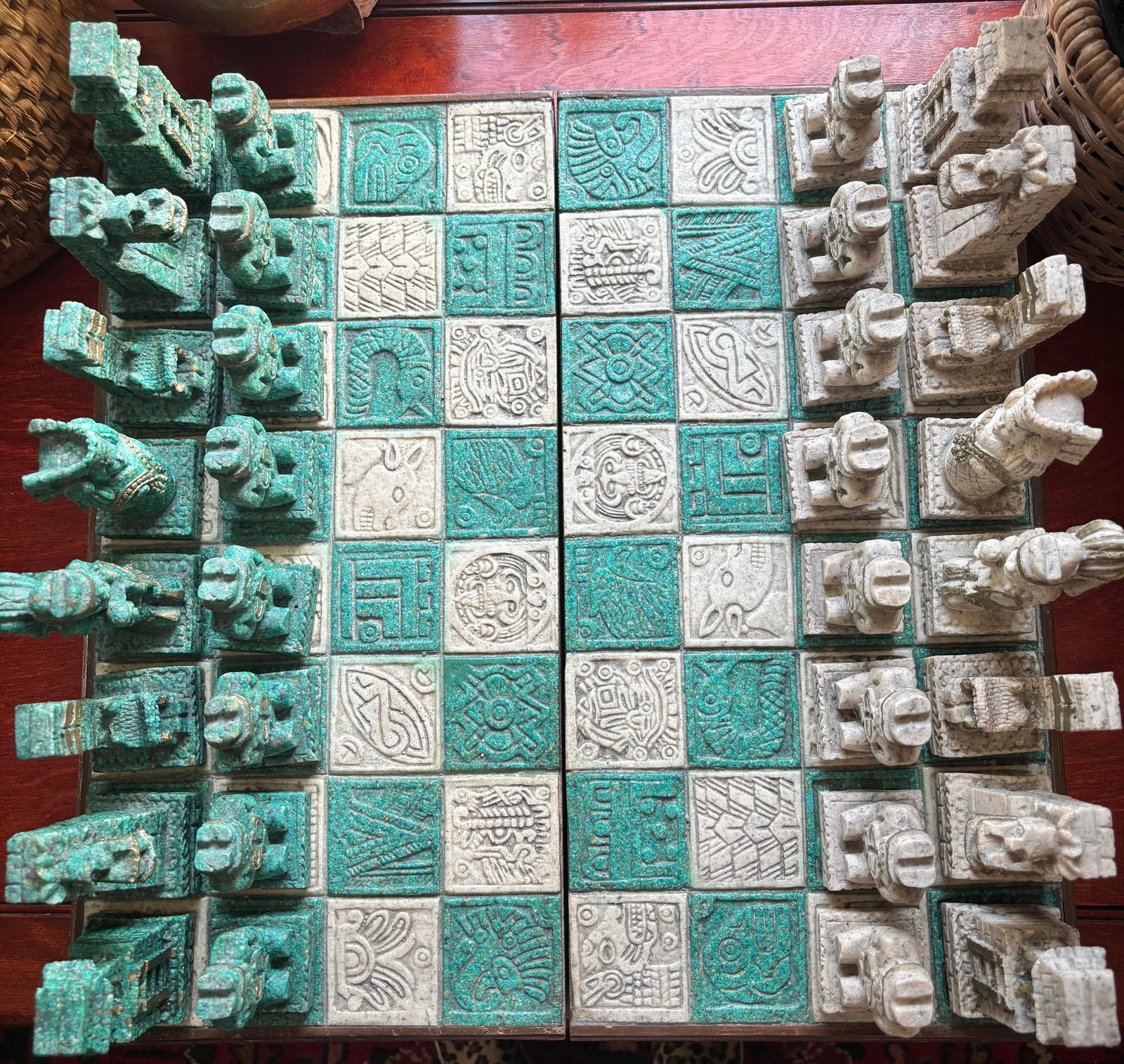 1960s Vintage Mayan Aztec Conqueror Chess Set - 33 Pieces - 3
