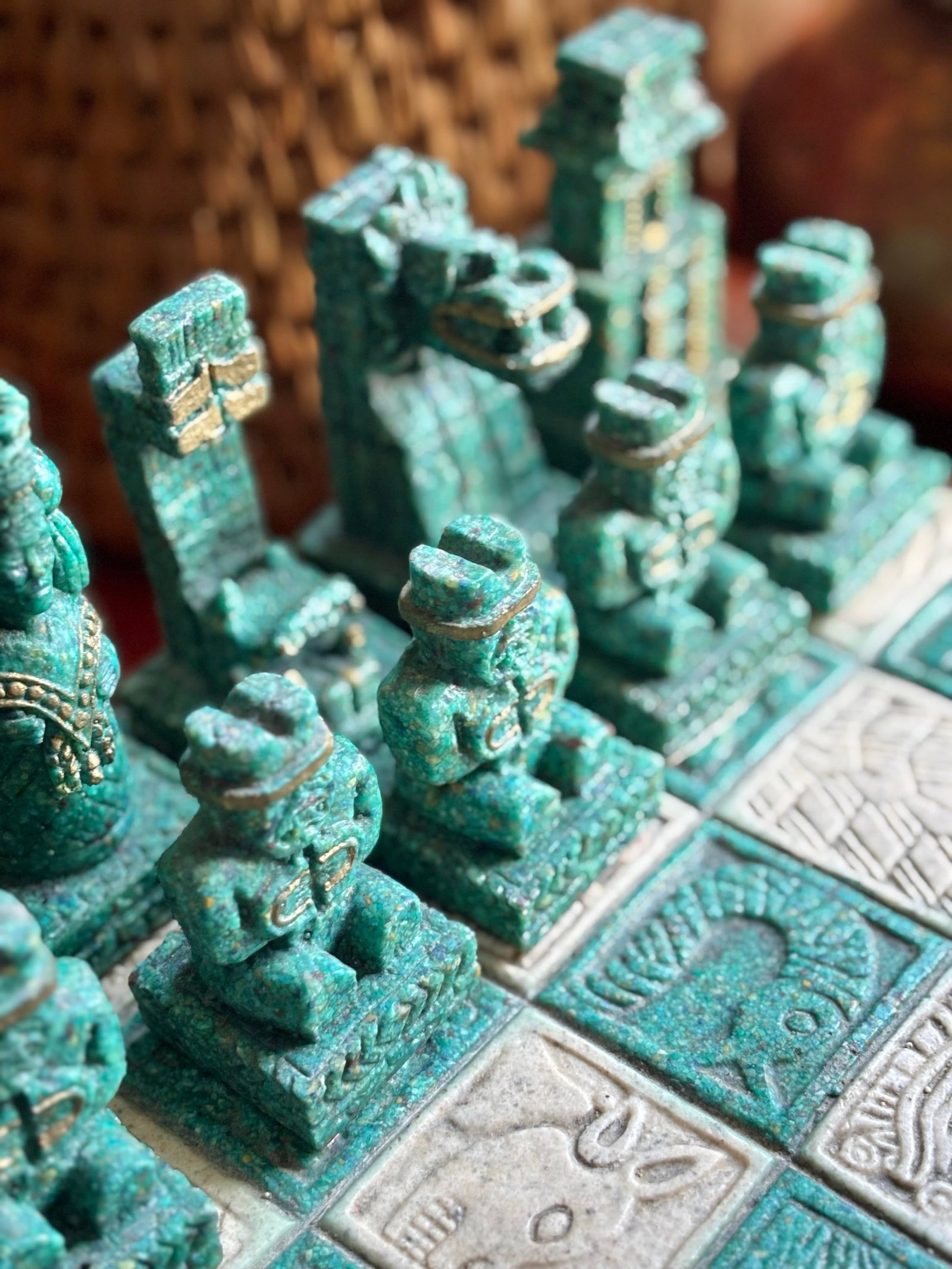 1960s Vintage Mayan Aztec Conqueror Chess Set - 33 Pieces - 5