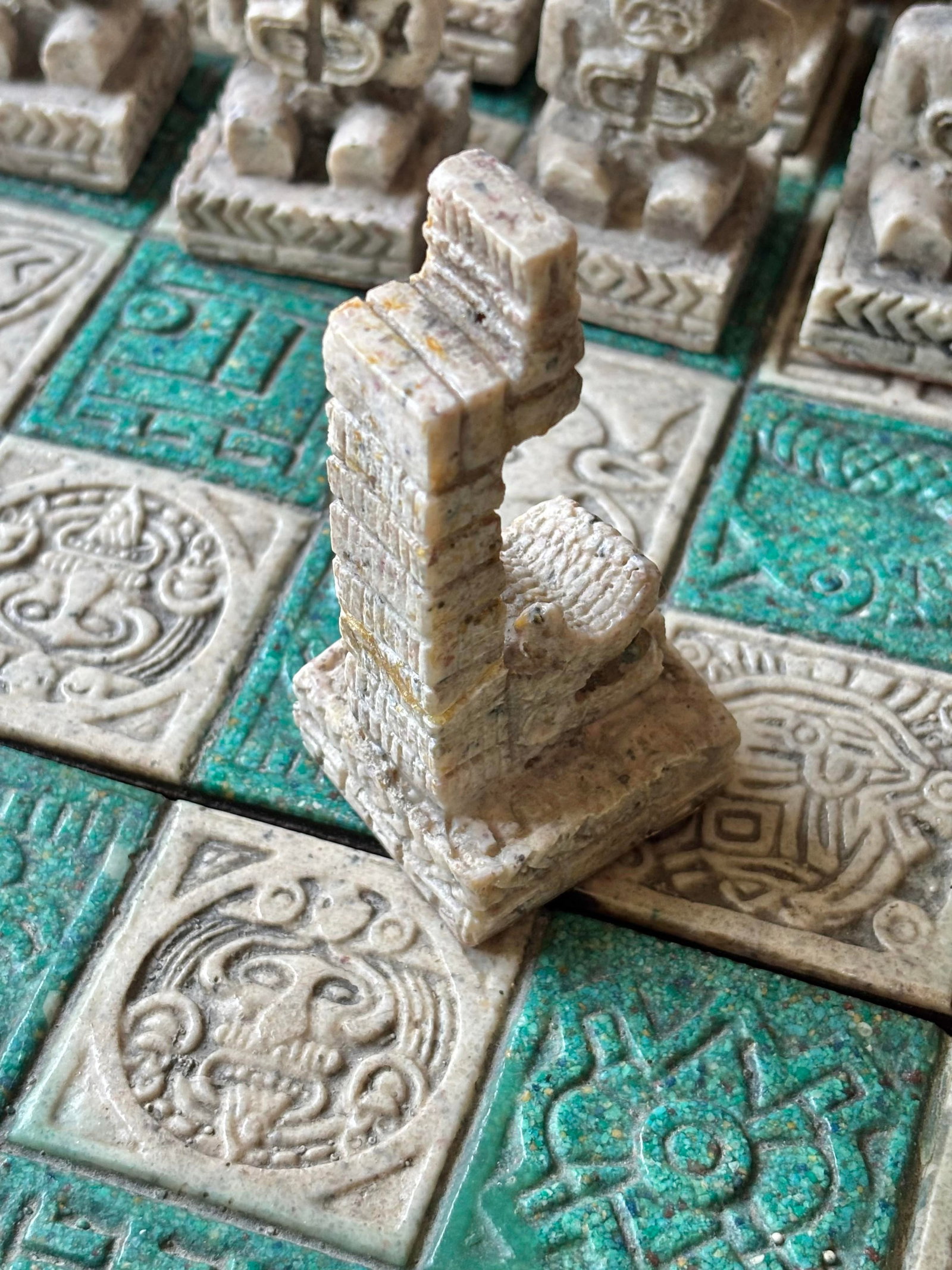 1960s Vintage Mayan Aztec Conqueror Chess Set - 33 Pieces - 7