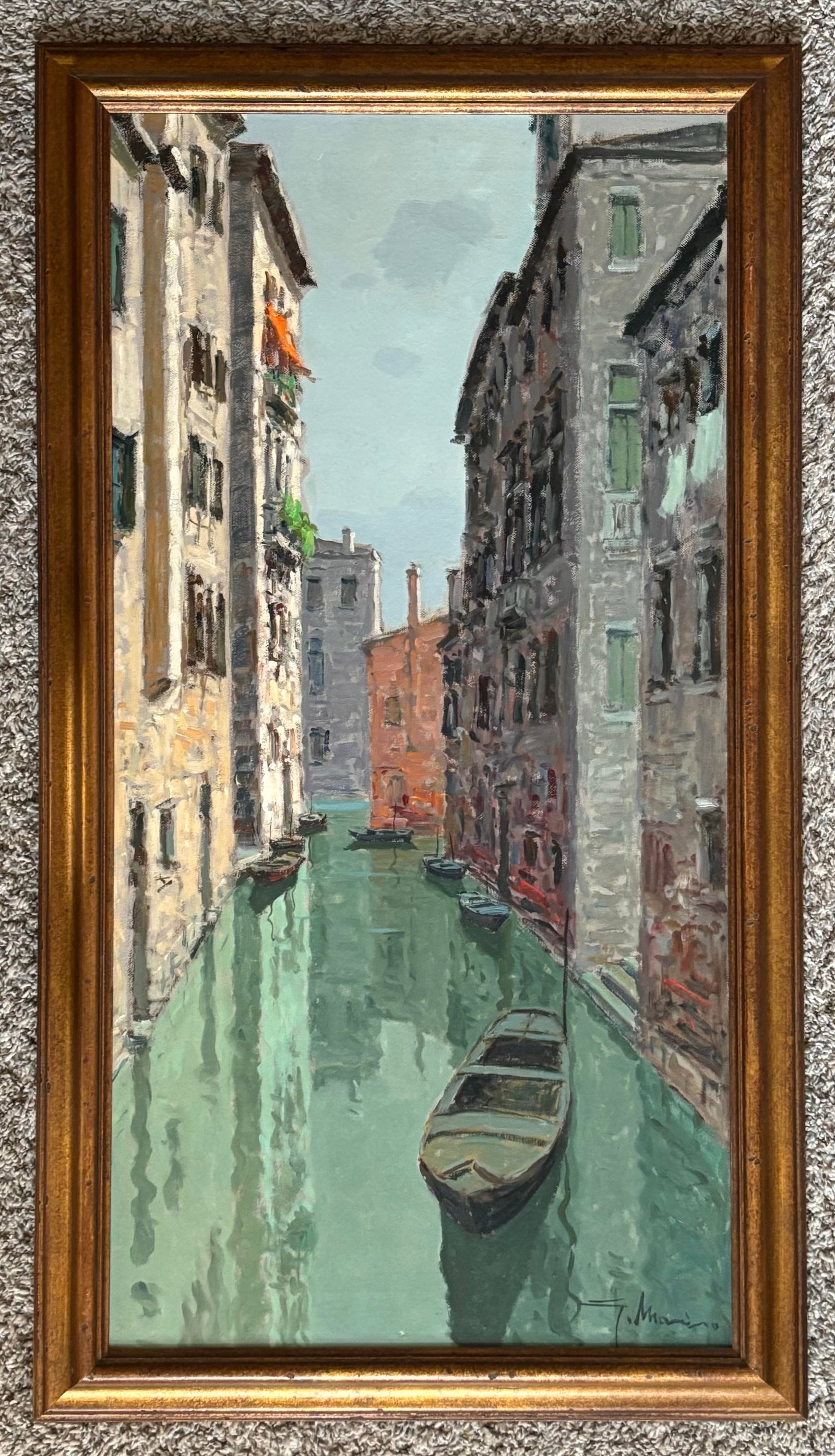 1950s Italian Oil Painting by Guiseppe Marino (1916-1975), Framed - 12