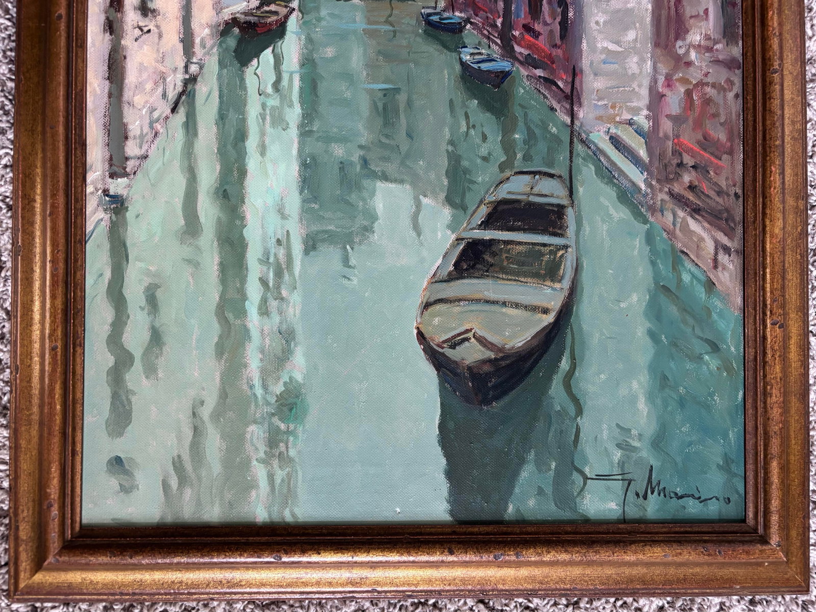1950s Italian Oil Painting by Guiseppe Marino (1916-1975), Framed - 5