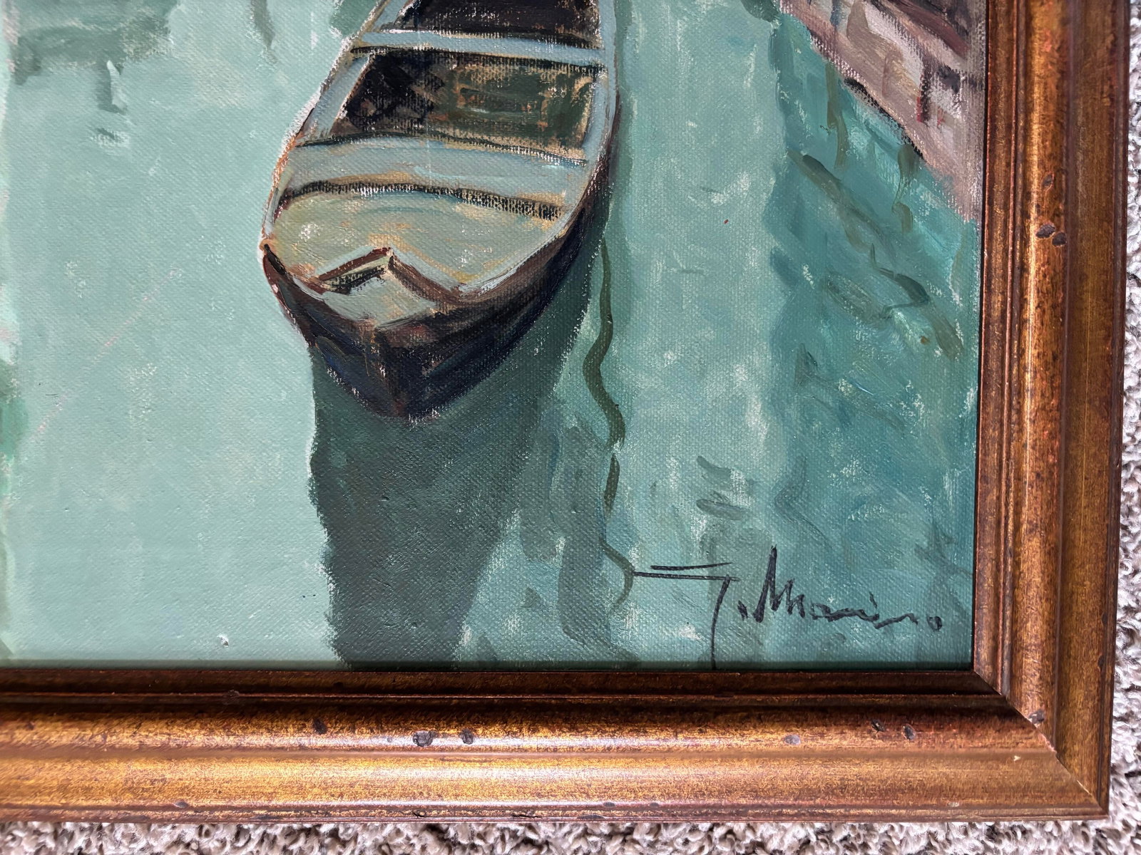 1950s Italian Oil Painting by Guiseppe Marino (1916-1975), Framed - 6