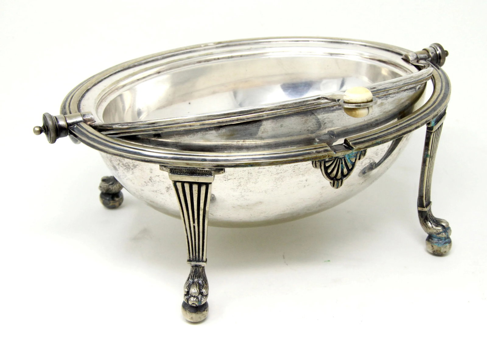 Antique English Silverplate Domed Lidded Server With Lion Paw Feet - 9