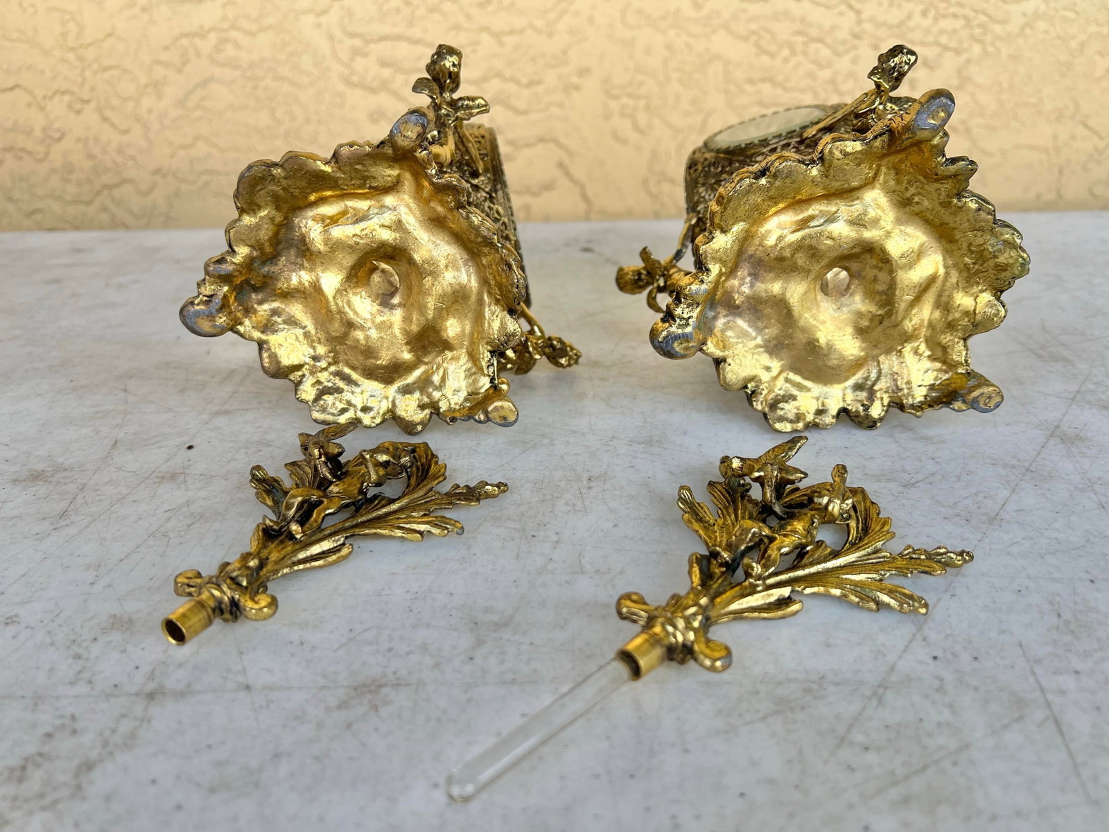 Antique Figaro Metal Glass, Perfume Bottles Pair - 8
