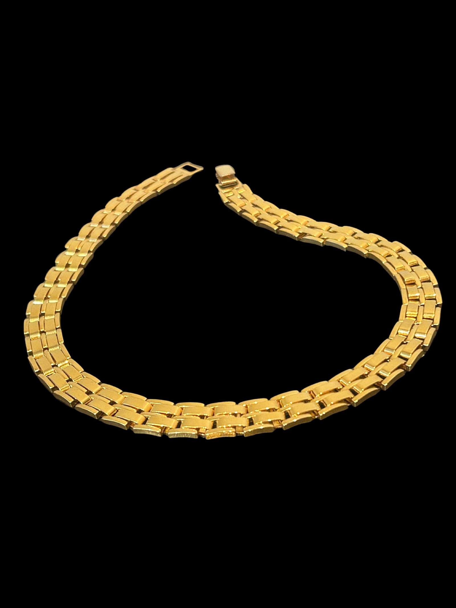 Vintage Napier Gold-Tone Bismarck Link Choker Necklace | Signed Designer Statement Collar, 17" | 1 - 3