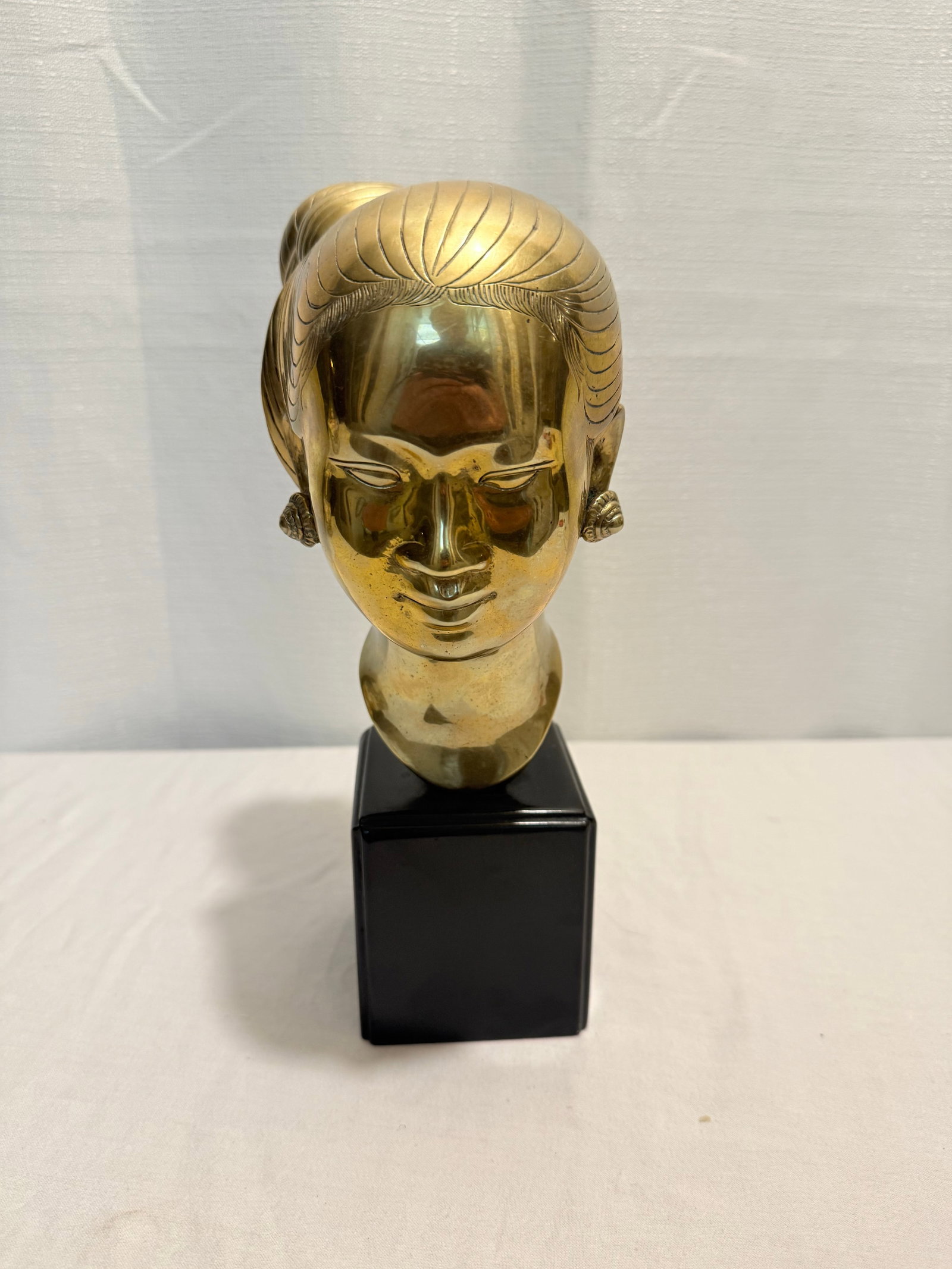 Mid-Century Polished Bronze Bust "Head of a Young Woman" - Nguyen Thanh Le Design (Siam Bronze Editi - 2