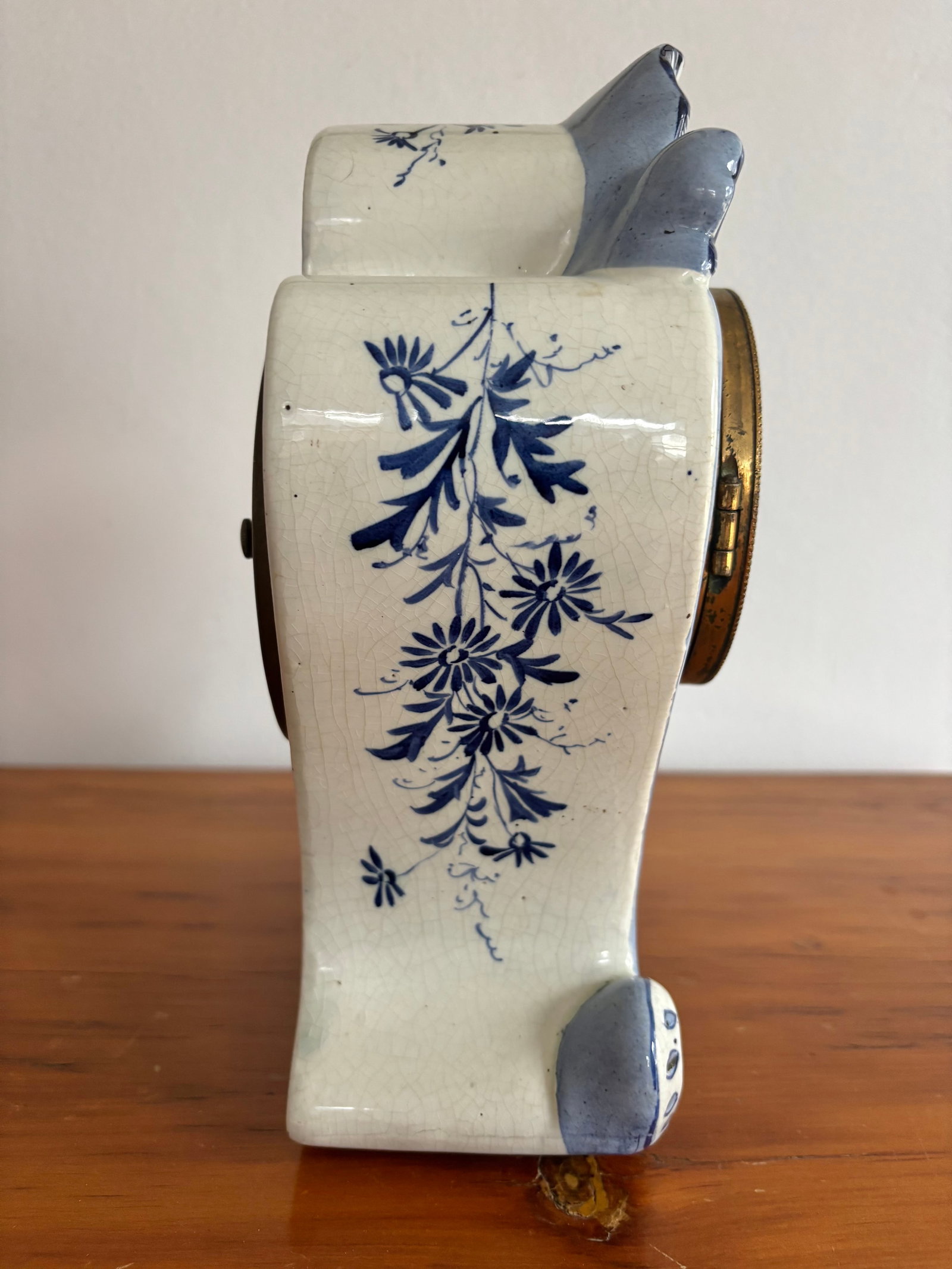 1890s French Rococo Delft Mantle Clock - 11