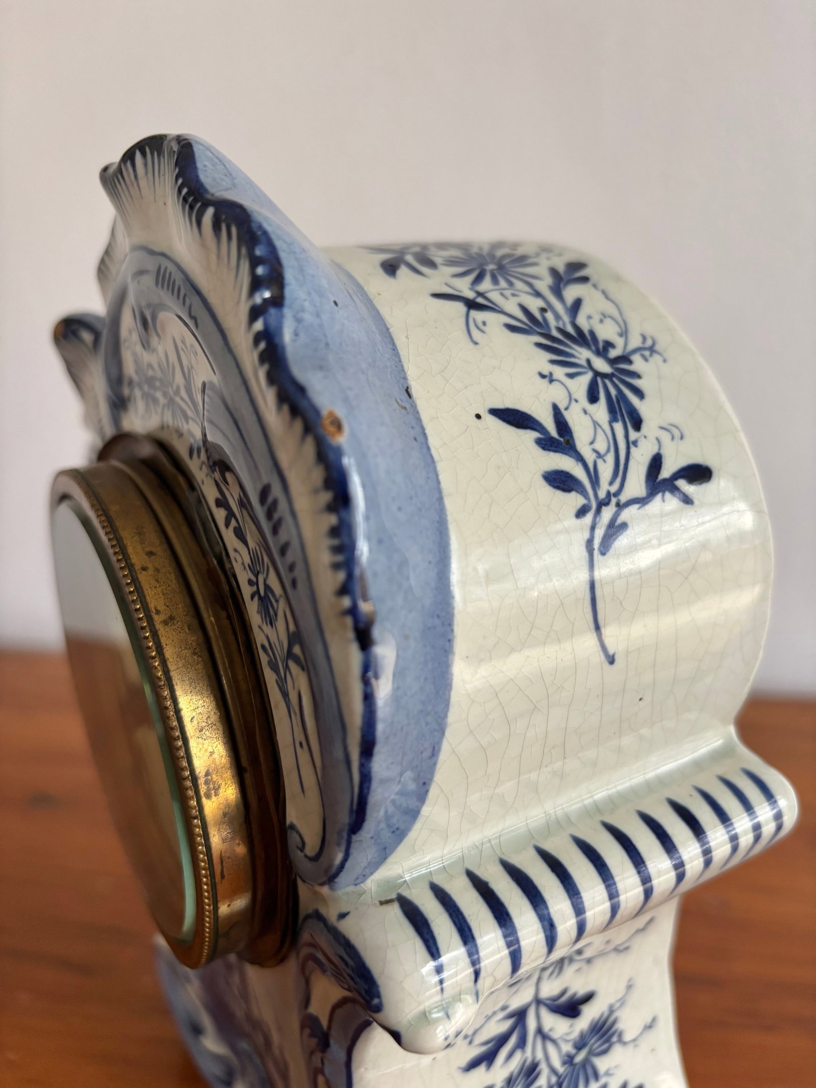 1890s French Rococo Delft Mantle Clock - 3