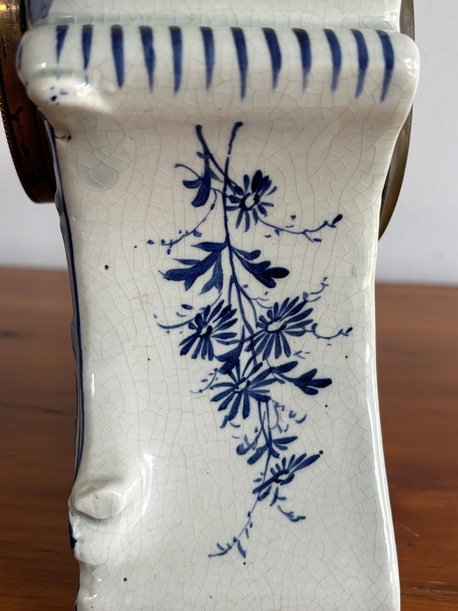 1890s French Rococo Delft Mantle Clock - 6