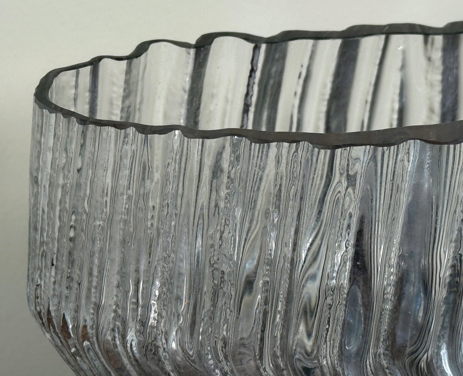 Vintage Martin Freyer for Rosenthal Studio 'Striated Series' Textured Clear Glass Vase Sculptural Mo - 3