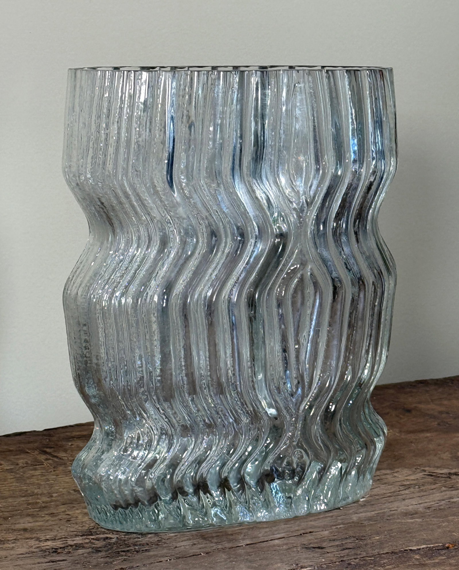 Vintage Martin Freyer for Rosenthal Studio 'Striated Series' Textured Clear Glass Vase Sculptural Mo - 4