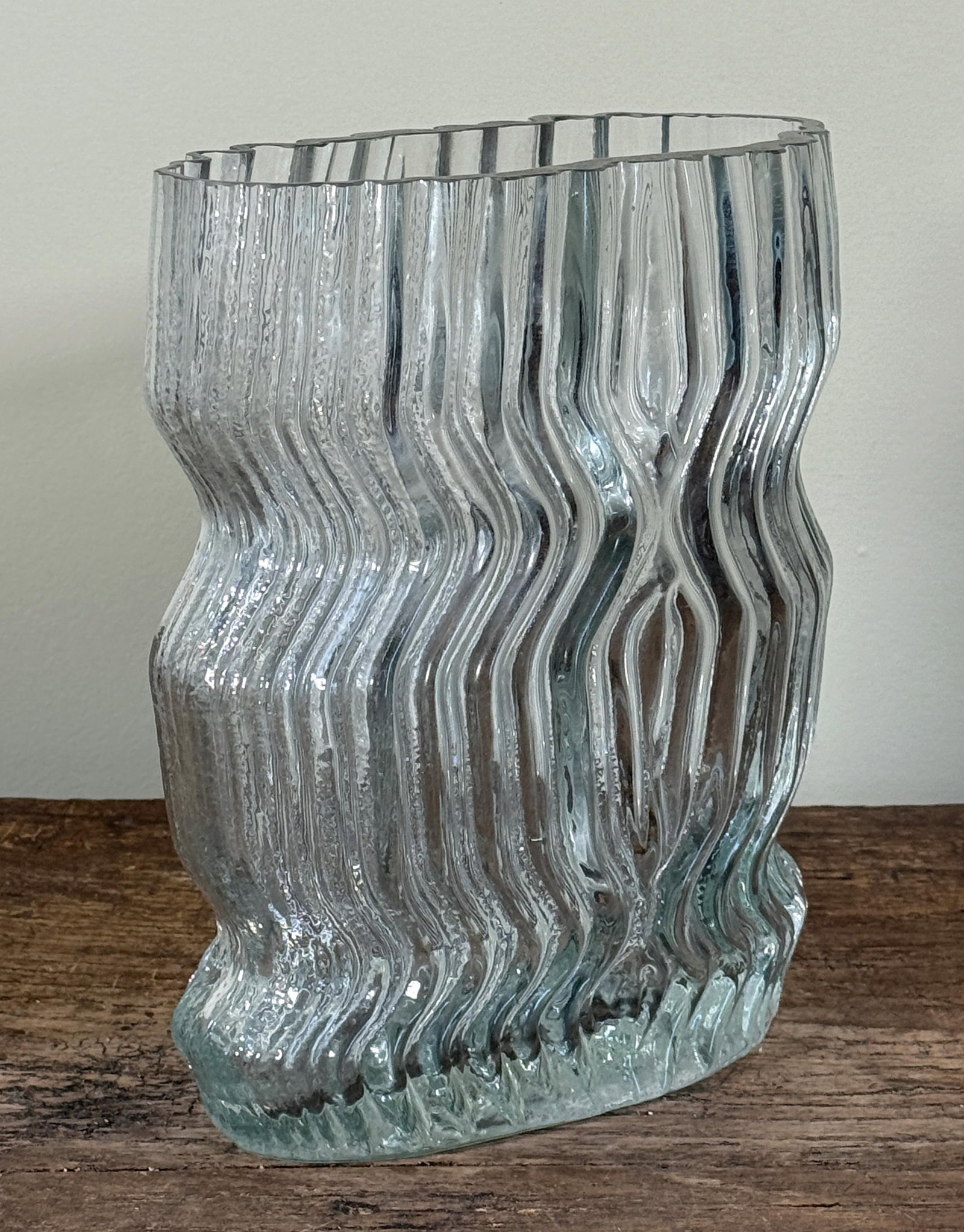 Vintage Martin Freyer for Rosenthal Studio 'Striated Series' Textured Clear Glass Vase Sculptural Mo - 6
