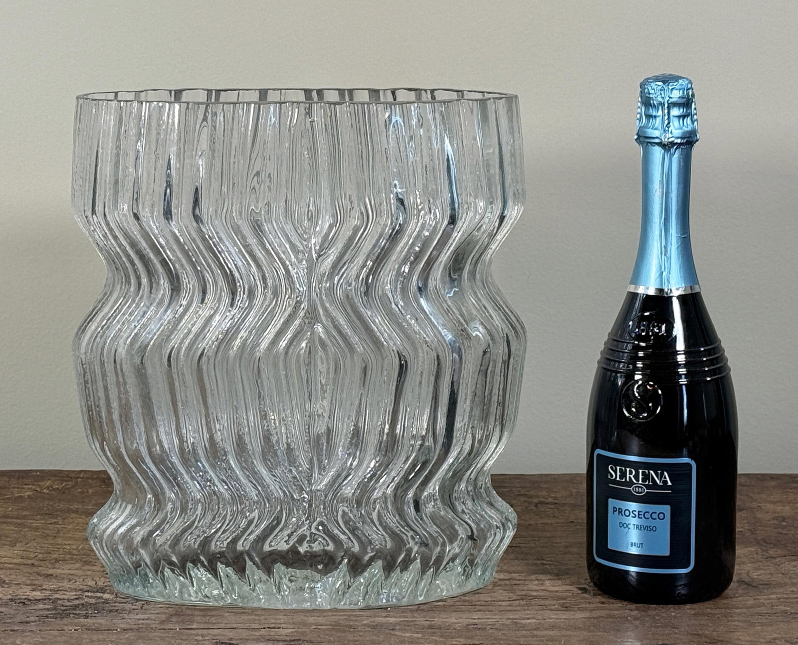 Vintage Martin Freyer for Rosenthal Studio 'Striated Series' Textured Clear Glass Vase Sculptural Mo - 8