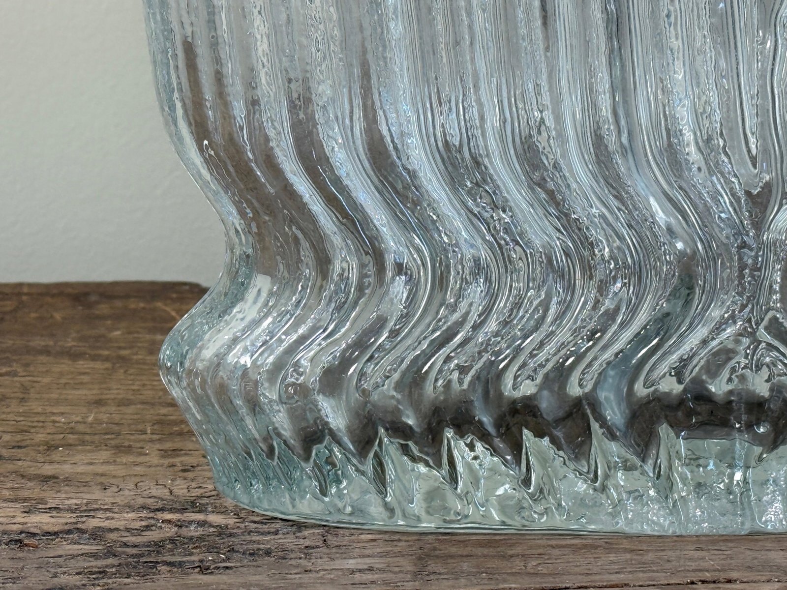 Vintage Martin Freyer for Rosenthal Studio 'Striated Series' Textured Clear Glass Vase Sculptural Mo - 9