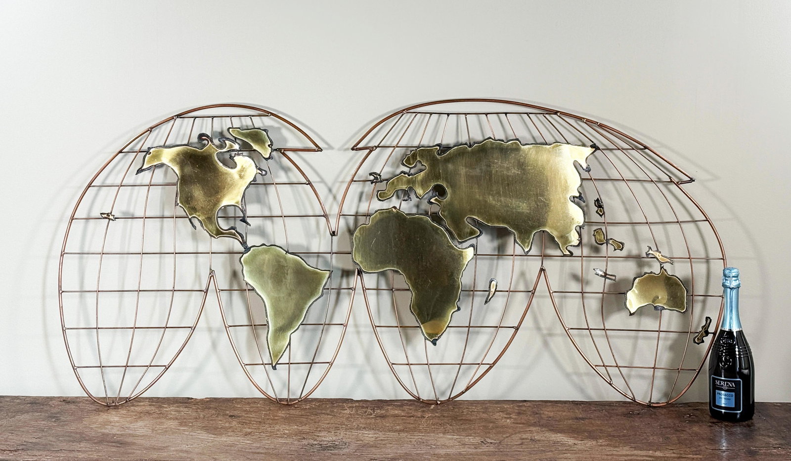 Mid Century Modern Curtis Jere Brass World Globe Map Wall Sculpture - 4