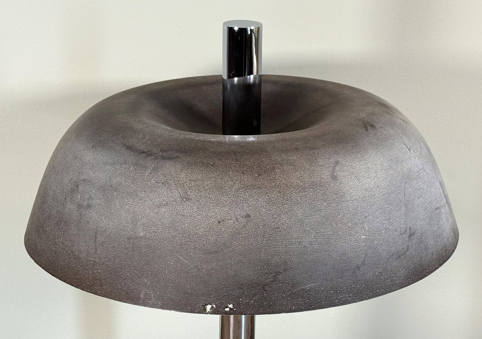 Vintage Mid Century Modern Egon Hillebrand Chrome Table Lamp With Sculptural Gray Shade, c.1970's - 3