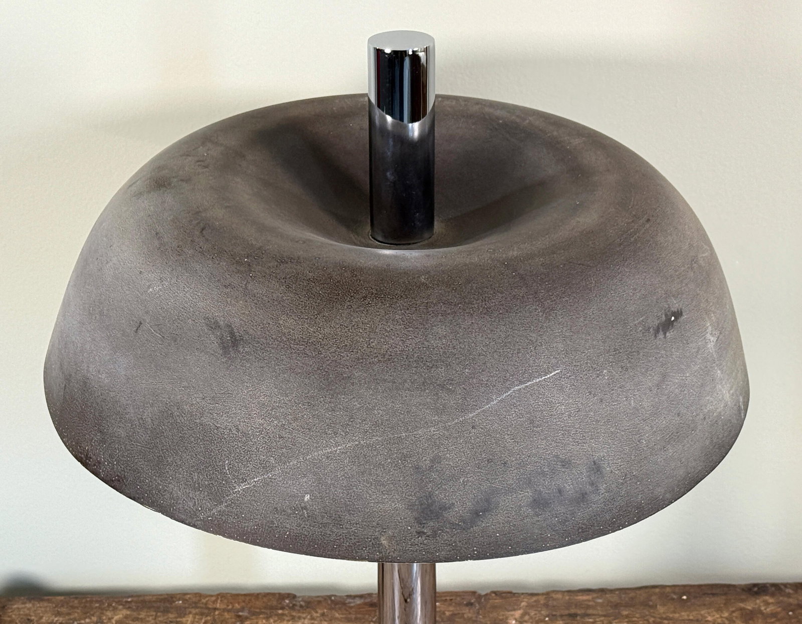 Vintage Mid Century Modern Egon Hillebrand Chrome Table Lamp With Sculptural Gray Shade, c.1970's - 6