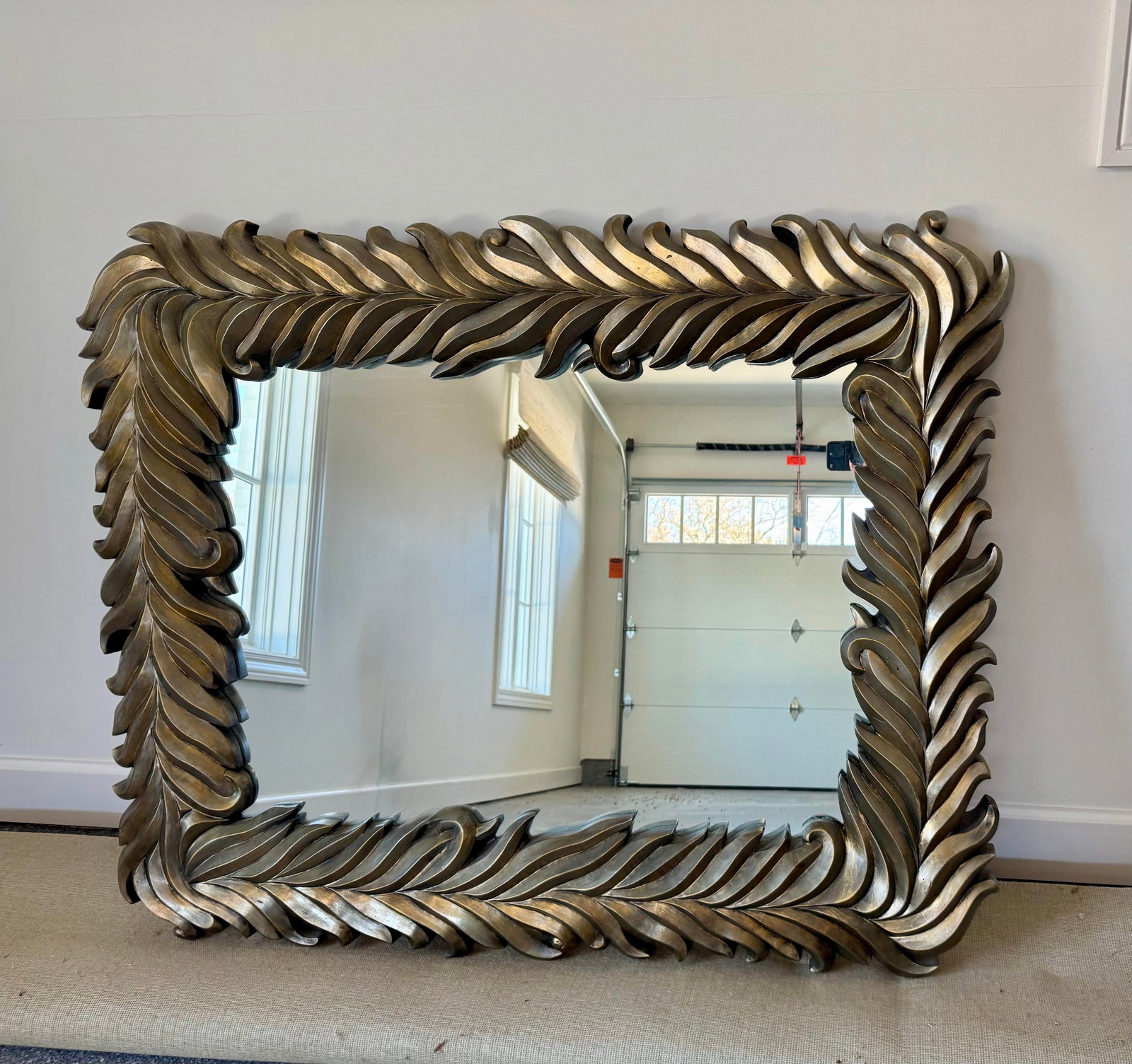 Monumental 20th Century Silvered Acanthus / Palm Frond Mirror - 3