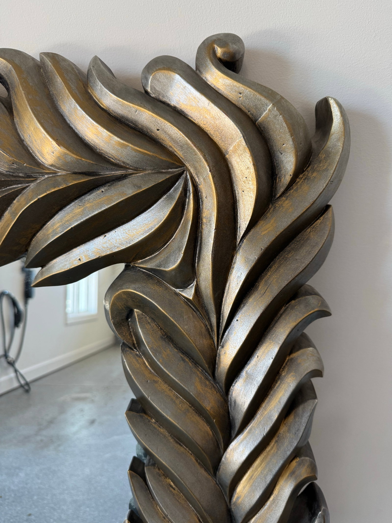 Monumental 20th Century Silvered Acanthus / Palm Frond Mirror - 4