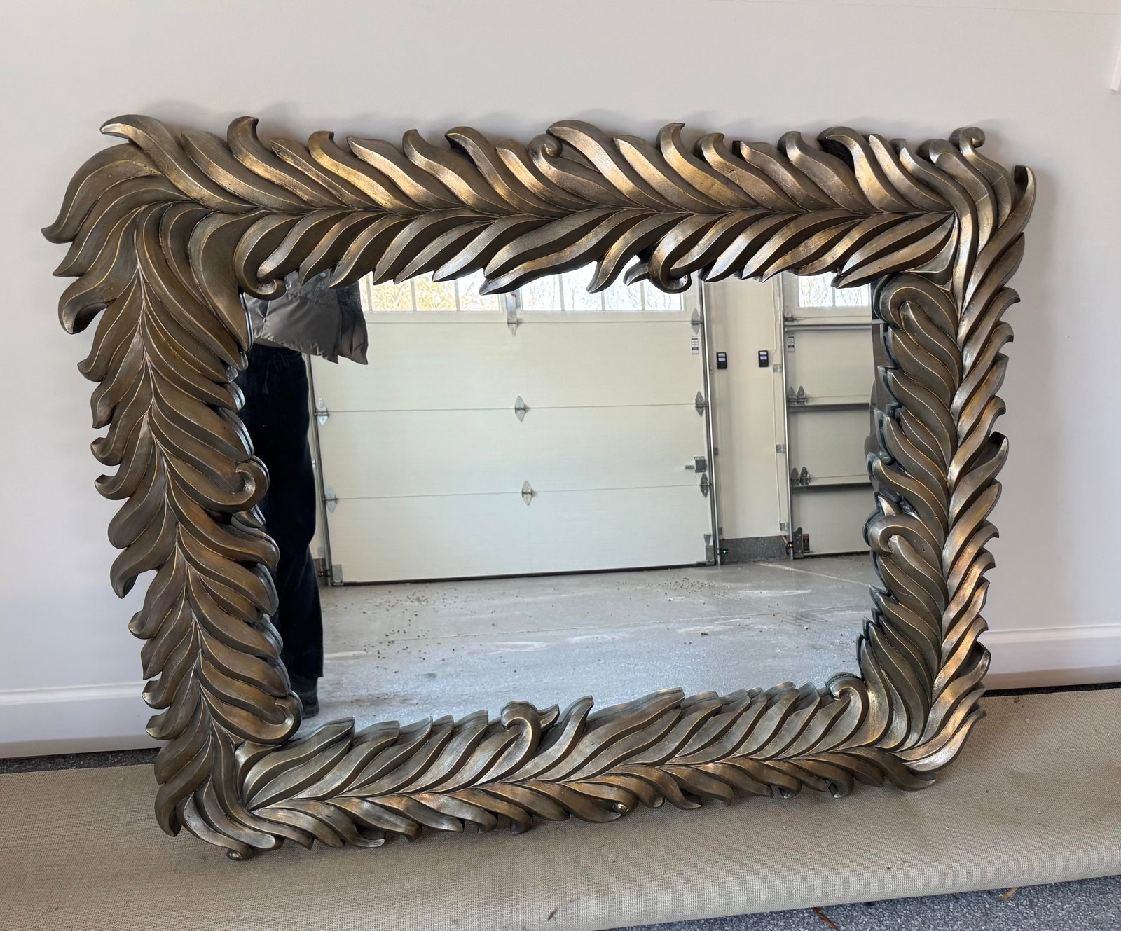 Monumental 20th Century Silvered Acanthus / Palm Frond Mirror - 5