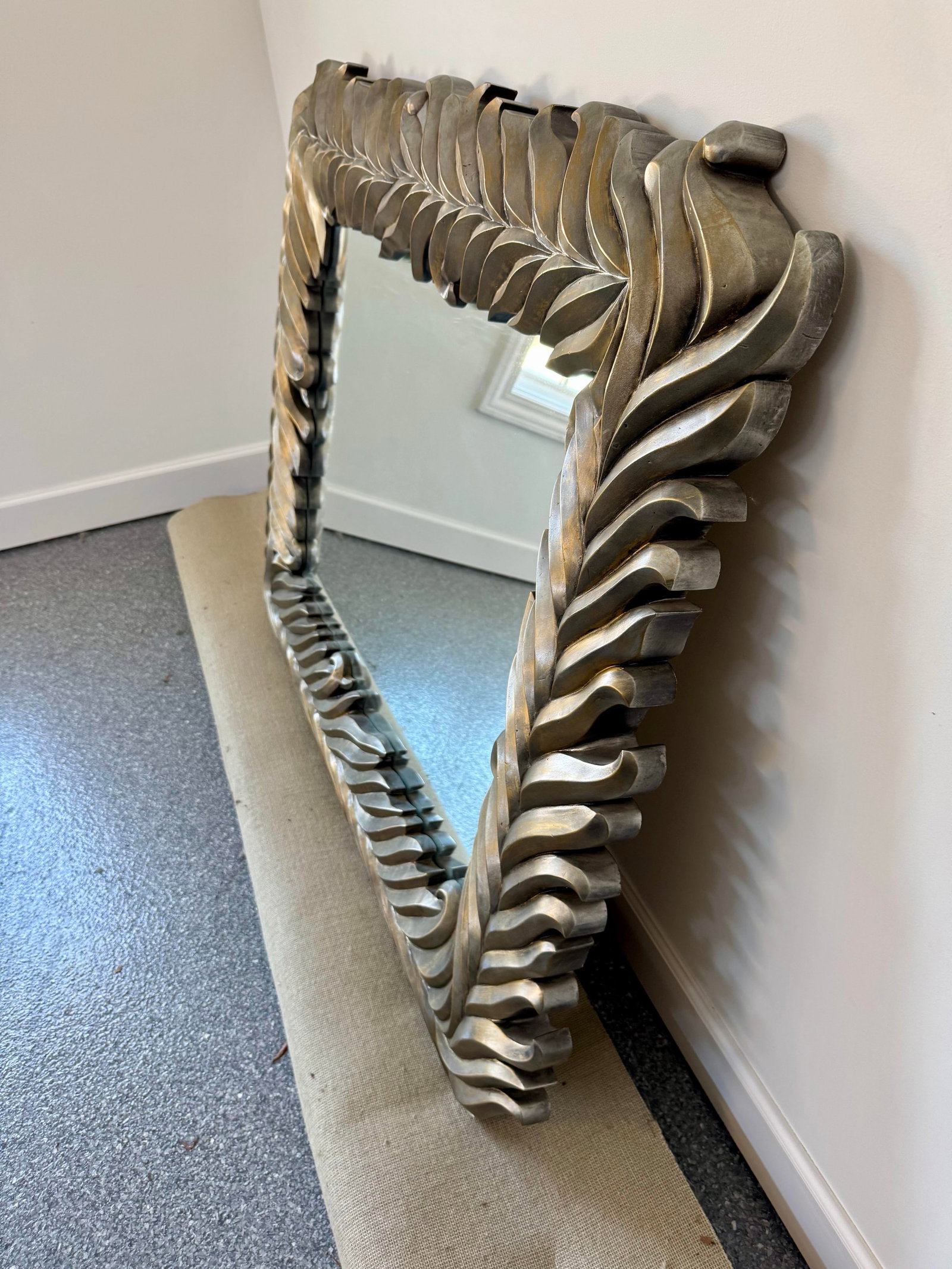 Monumental 20th Century Silvered Acanthus / Palm Frond Mirror - 6