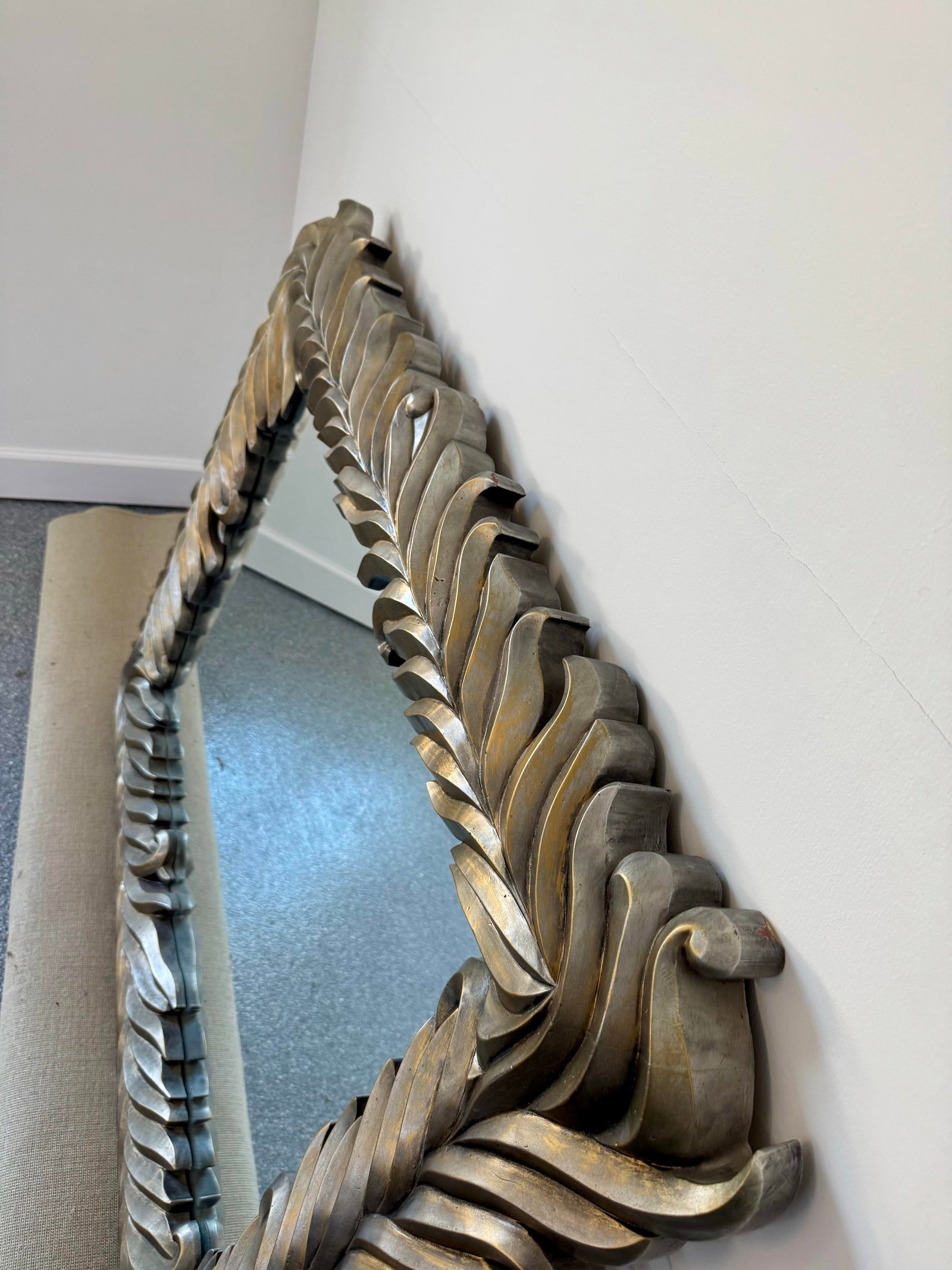 Monumental 20th Century Silvered Acanthus / Palm Frond Mirror - 7