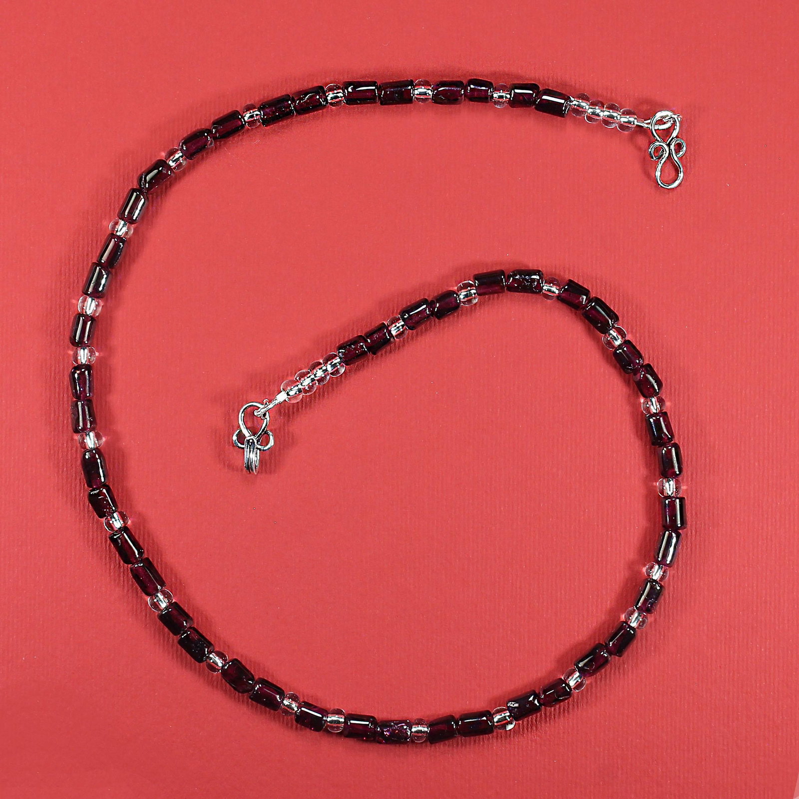 Ajd 18 Inch Rhodolite Garnet and Silver Czech Crystal Collar January Birthstone - 5