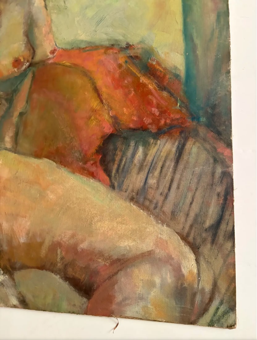 Early 20th Century Nude Women Figure Oil Painting on Canvas - Mounted on Board - 2