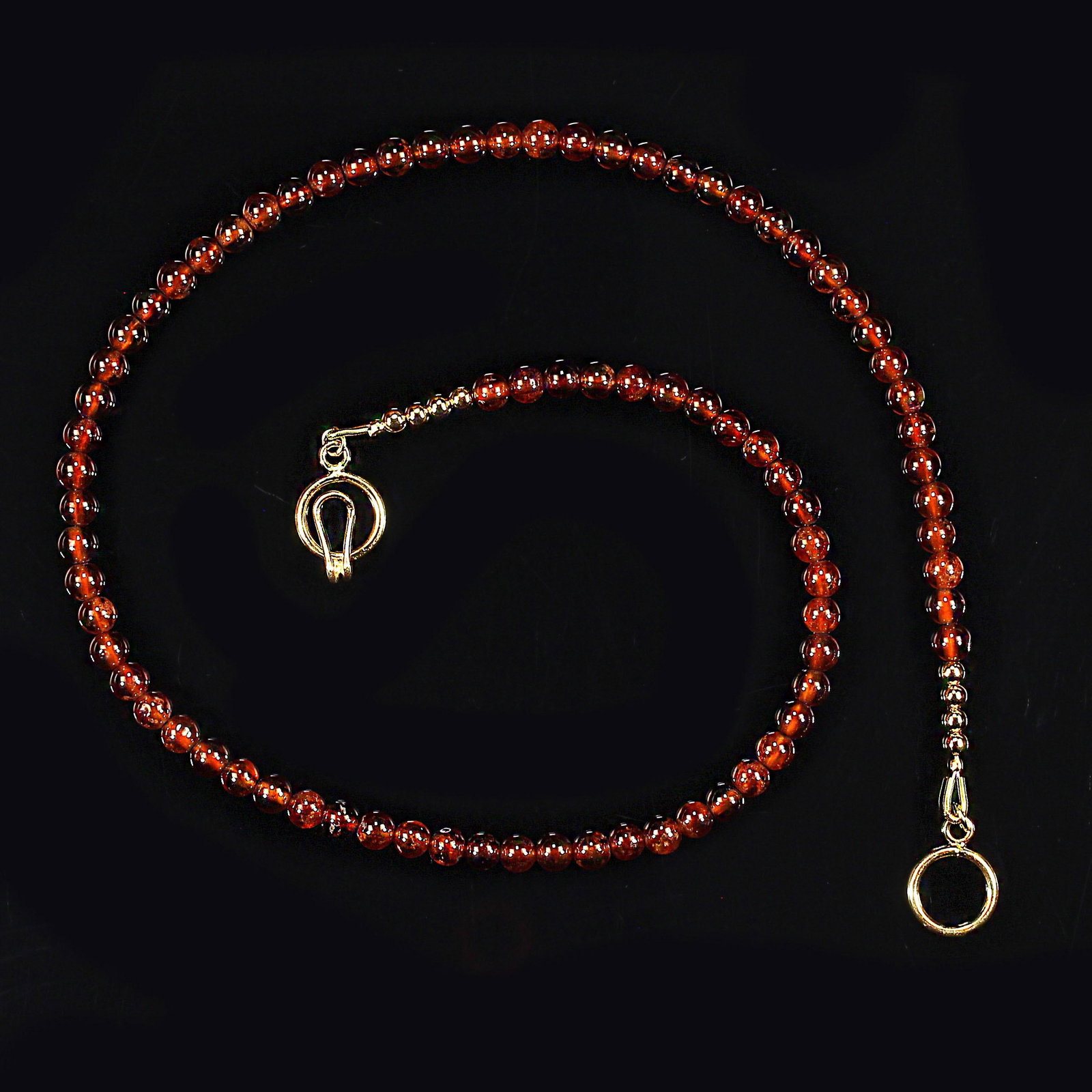 Ajd 18 Inch Hessonite Garnet Necklace Smooth 5 MM Round January Birthstone - 5