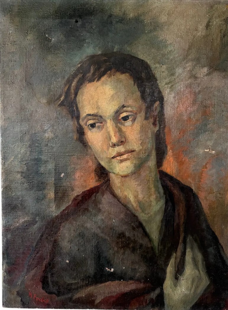 Antique Early 20th Century Oil on Canvas Portrait Painting - Signed - 2