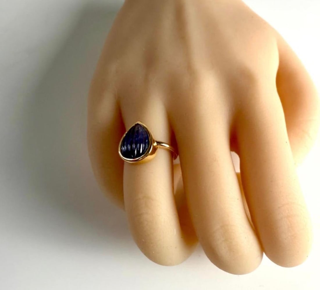 Gia Certified 18k Gold Bezel Solitaire Ring 4.70-carat Burma Sapphire No Heat, Size 6 - 4