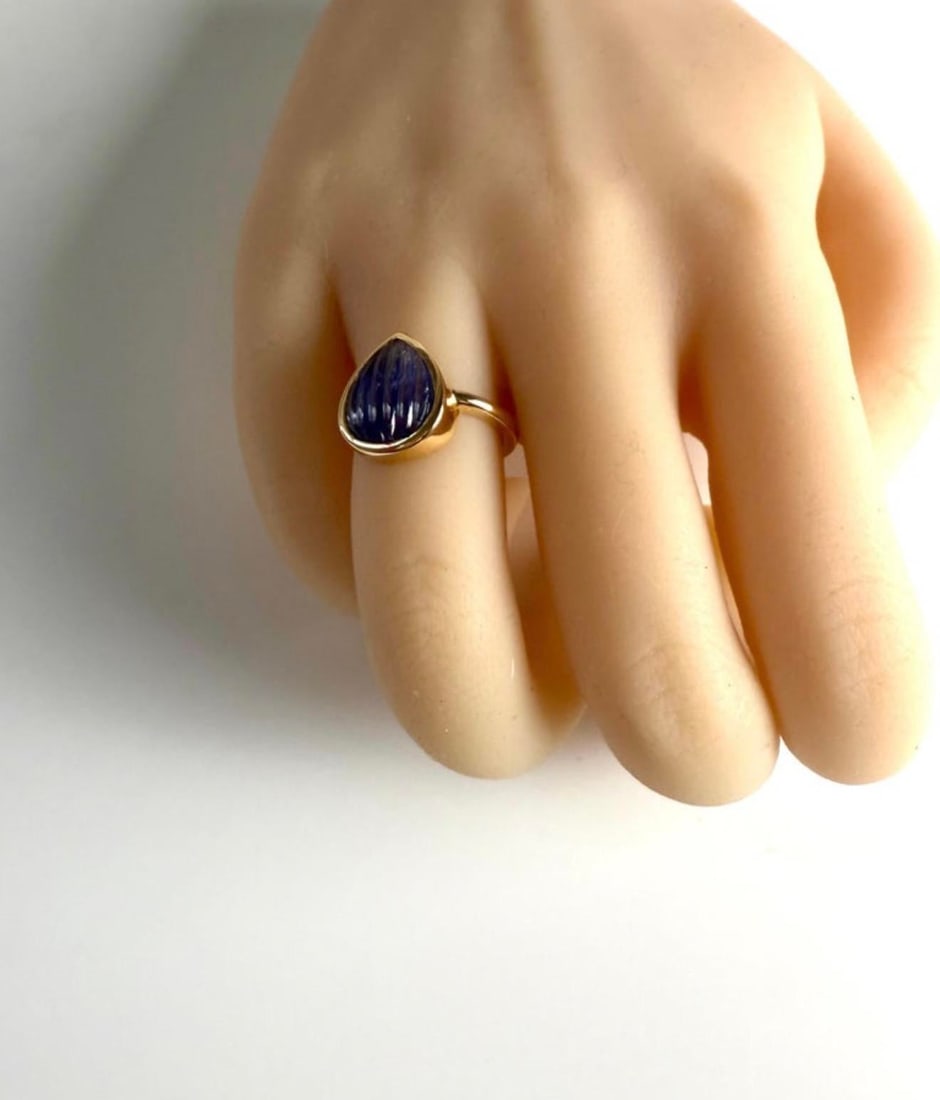Gia Certified 18k Gold Bezel Solitaire Ring 4.70-carat Burma Sapphire No Heat, Size 6 - 5