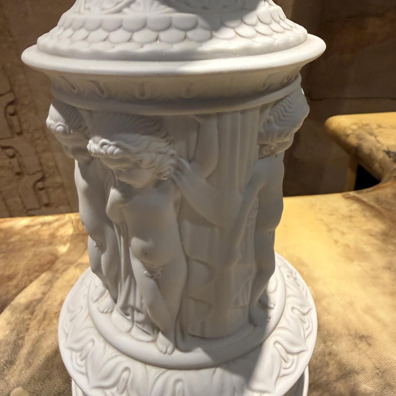 Pair of Dresden Bisque Porcelain Cherub Table Lamps Neoclassical Germany - 12
