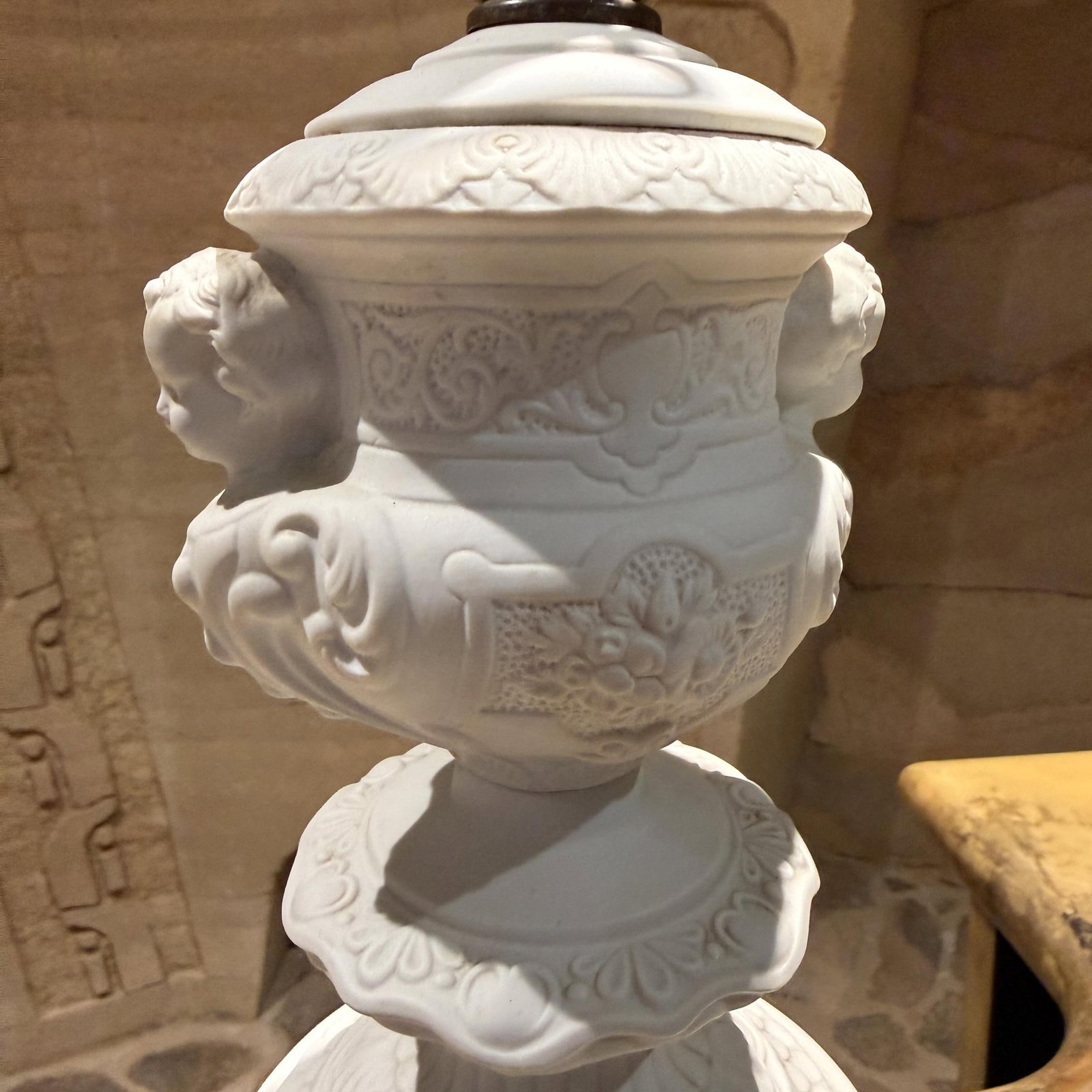 Pair of Dresden Bisque Porcelain Cherub Table Lamps Neoclassical Germany - 3