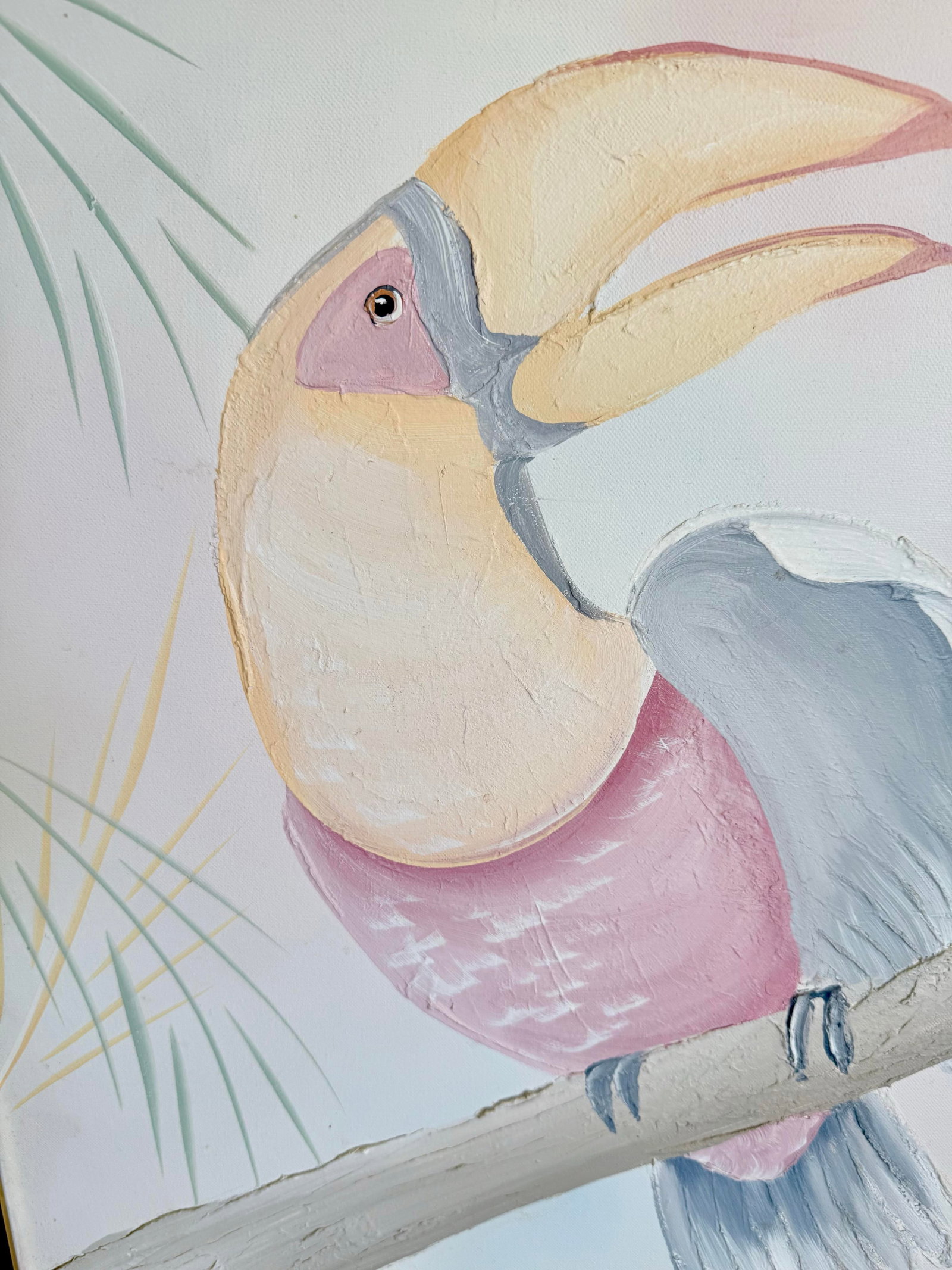1989 Monumental Impasto Acrylic Toucan Painting by Walcott - Postmodern Palm Beach Regency - 4