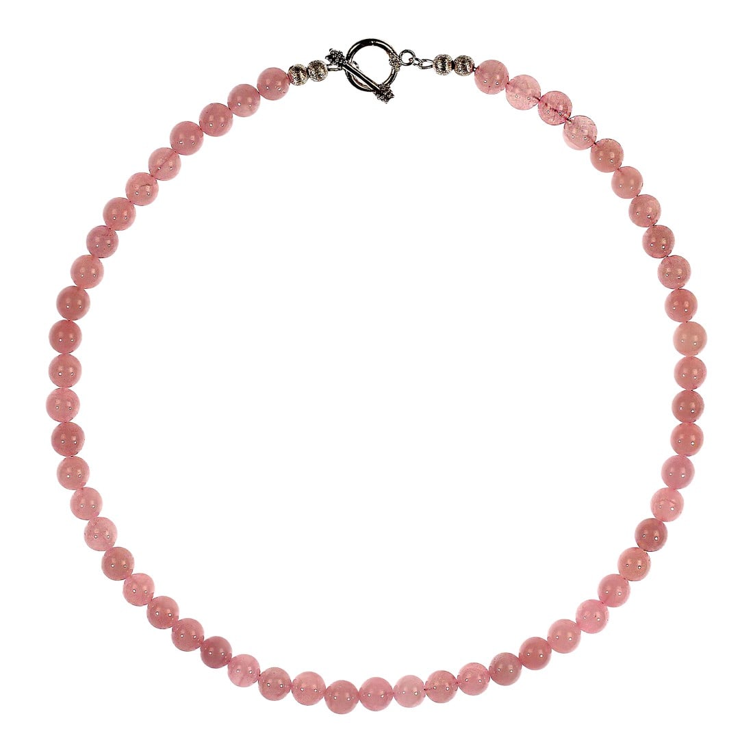 Ajd 18 Inch Madagascar Rose Quartz Smooth 8 MM Necklace Great Gift: This elegant 18"‘inch Madagascar Rose Quartz necklace showcases a strand of smooth, highly polished 8"¯mm beads that glow with the stone's signature soft pink hue. Each bead is carefully