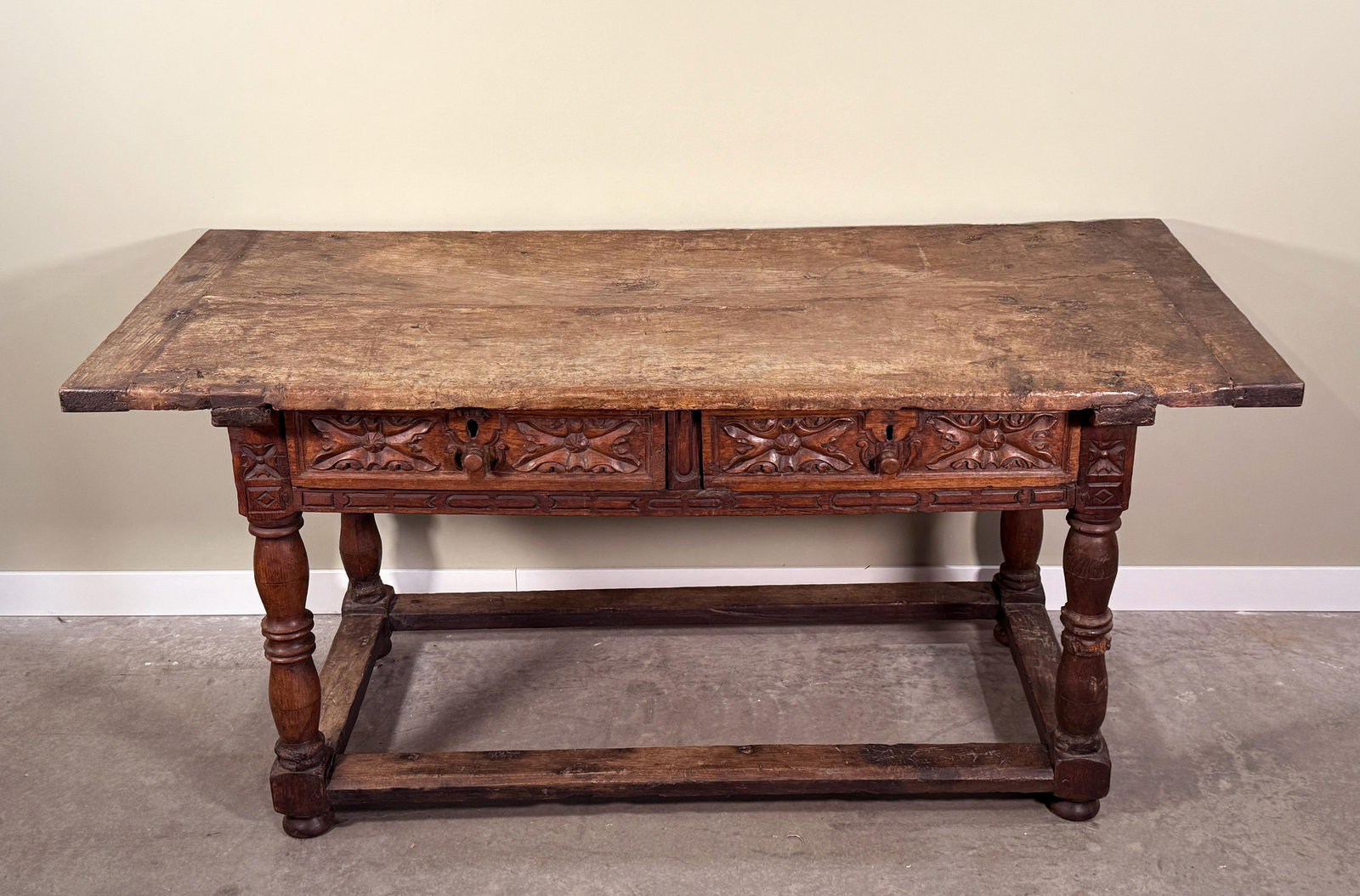 Rare Antique 17th/18th Century European Rustic Oak Hand Carved Refectory Table - 4