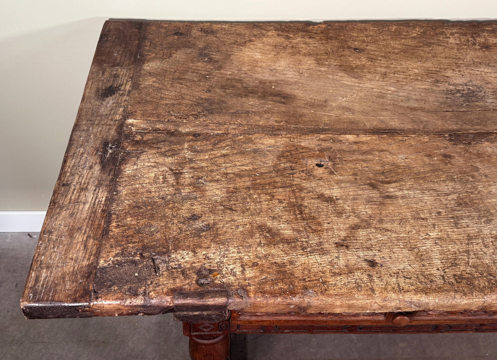 Rare Antique 17th/18th Century European Rustic Oak Hand Carved Refectory Table - 7