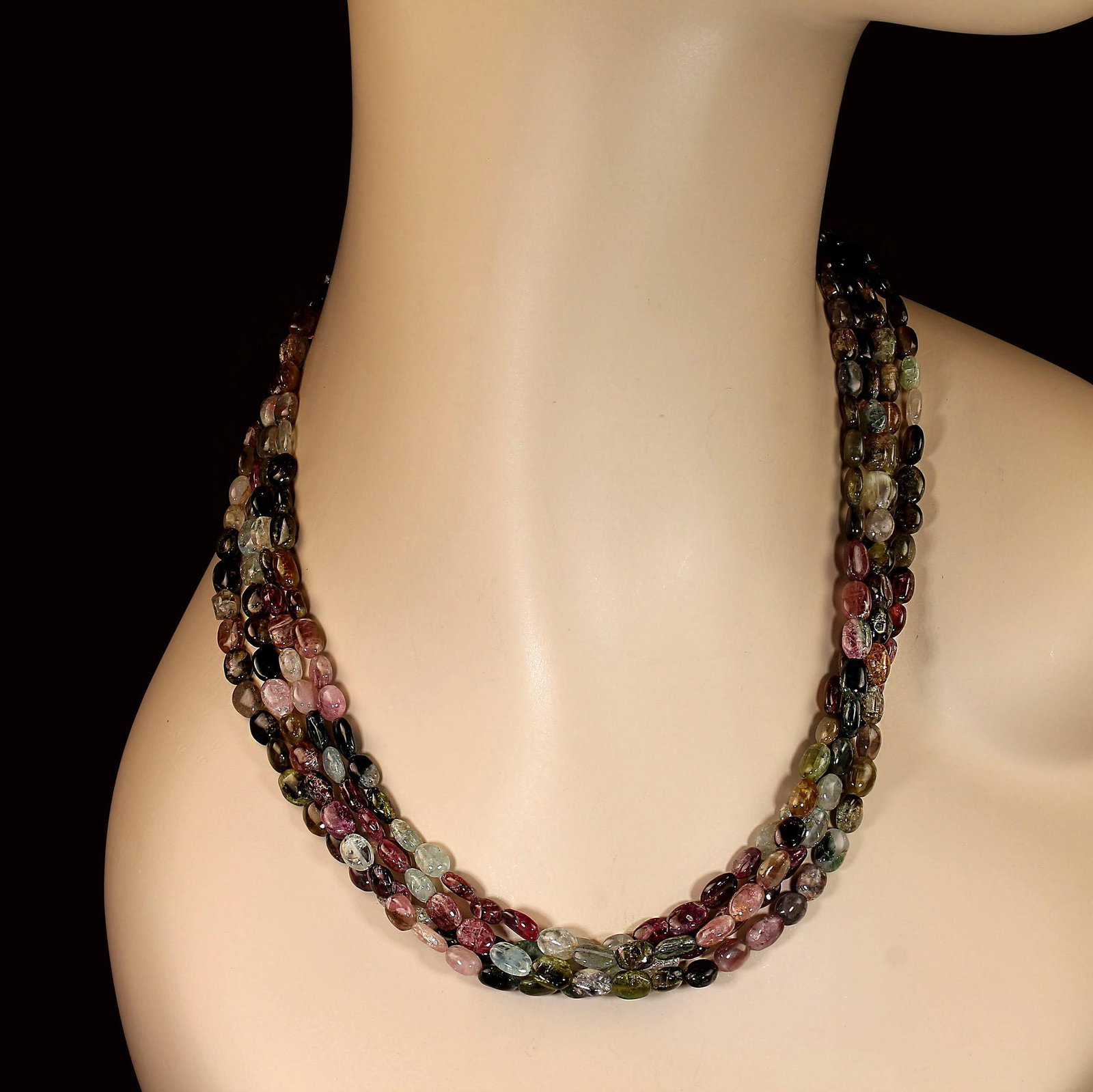 Ajd 19 Inch Four Strand Multi Color Tourmaline Nugget Necklace - 3