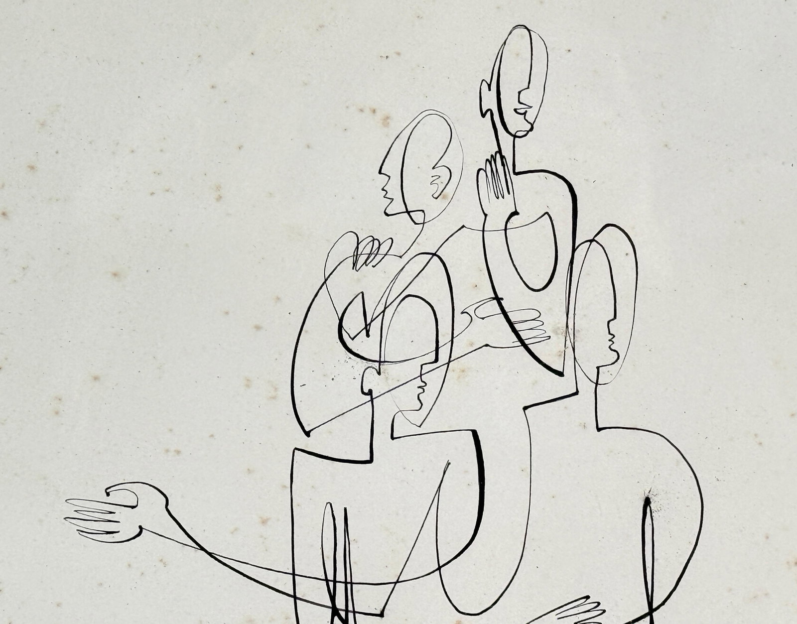 Modernist Figurative Pen and Ink Drawing Corporate Structure by Betty Wells - 3